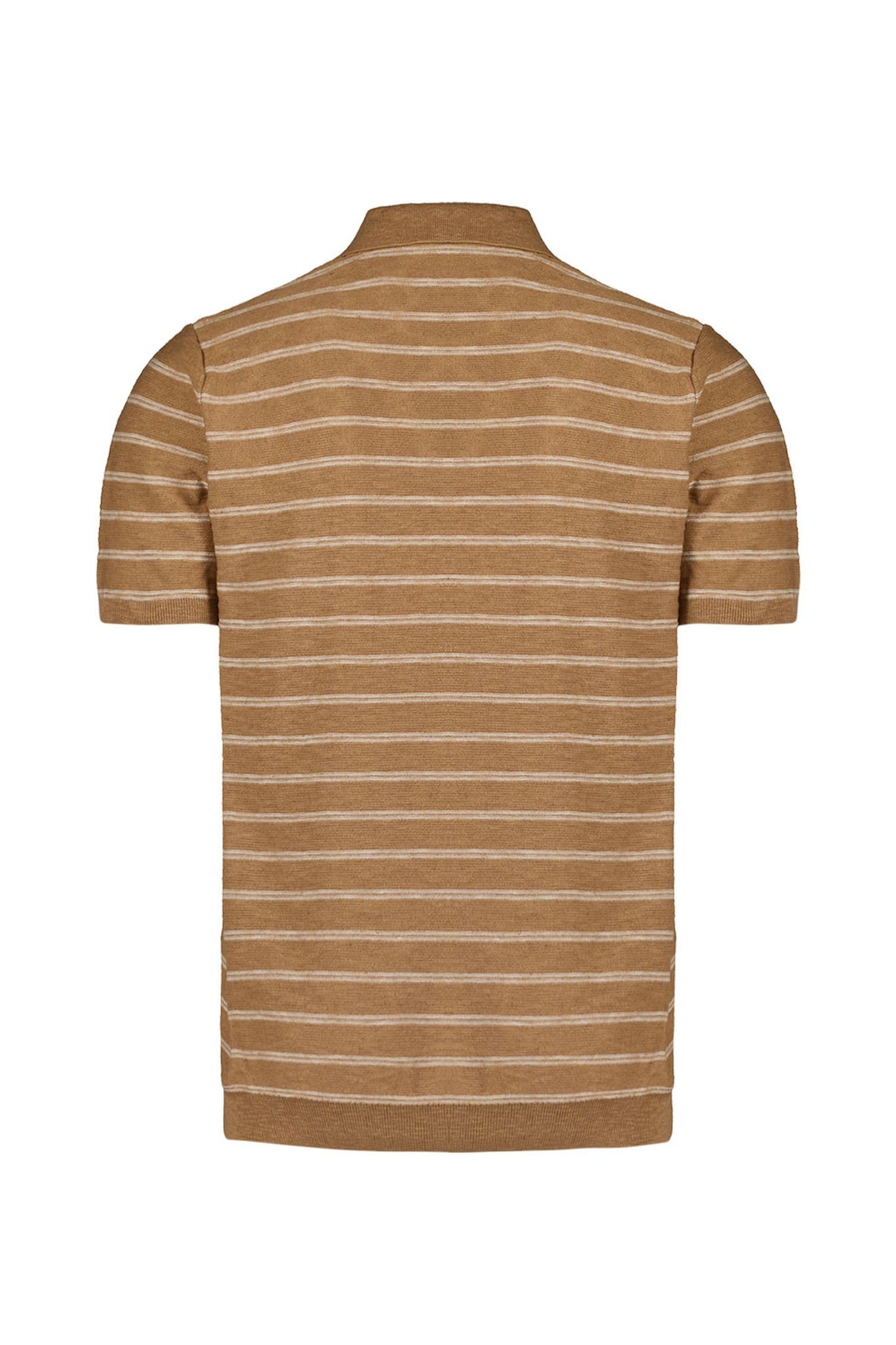 PULLOVER SHORT SLEEVE POLO V STRIPES WITH LINEN KHAKI 2