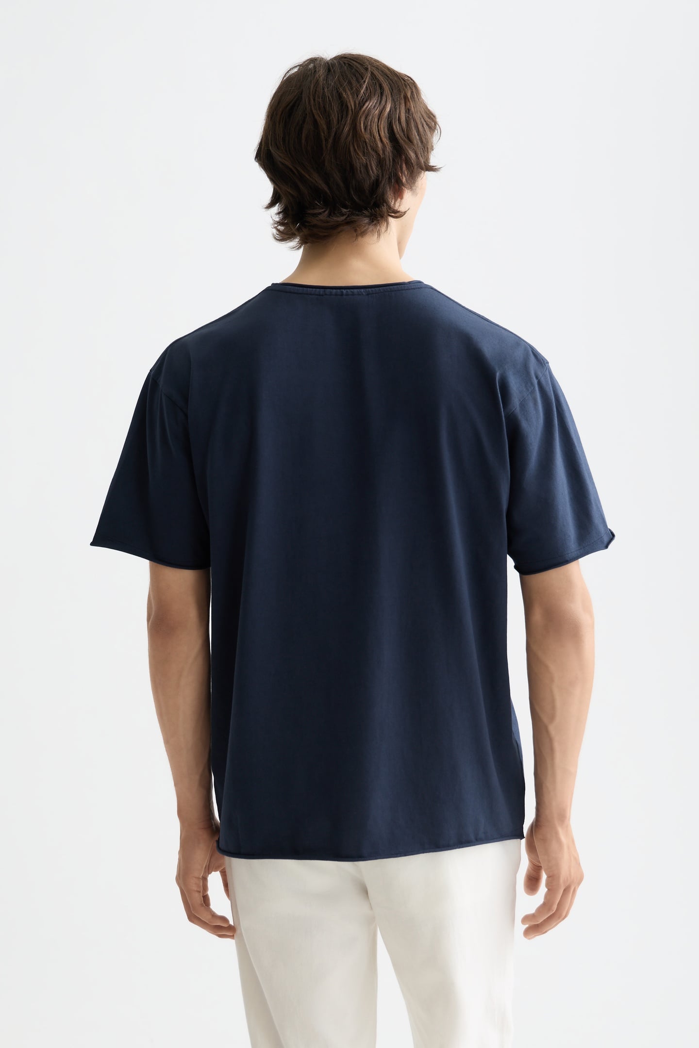 CORE RAW-EDGED RELAXED-FIT GARMENT-DYED T-SHIRT SKY CAPTAIN 8