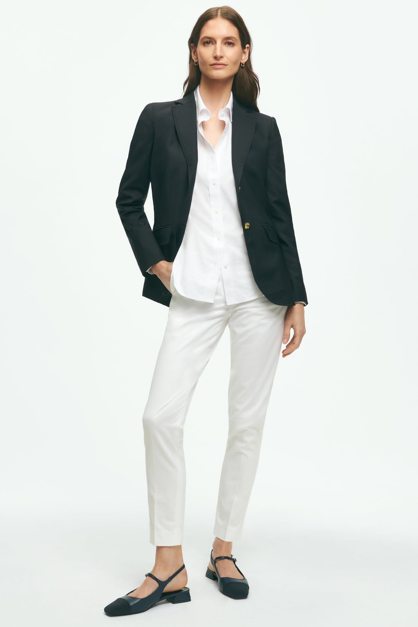 WOOL BLAZER WITH GOLD SHANK BUTTONS NAVY 2