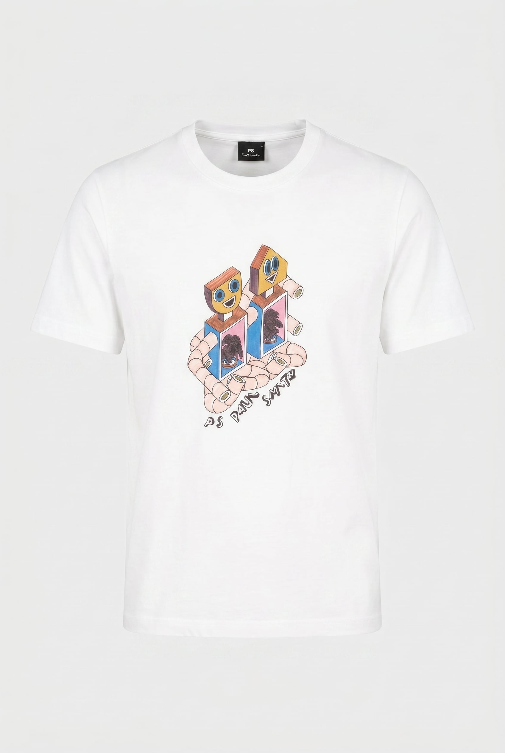MENS REG FIT T SHIRT ROBOTS WHITE 5