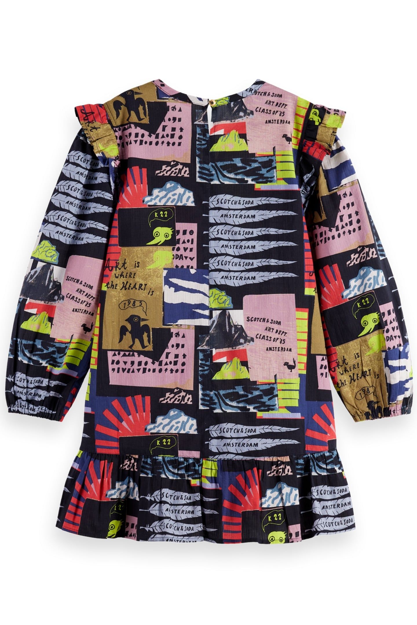 GIRL ALL-OVER PRINTED SEERSUCKER DRESS ART DEPT COLLAGE ANTH 2
