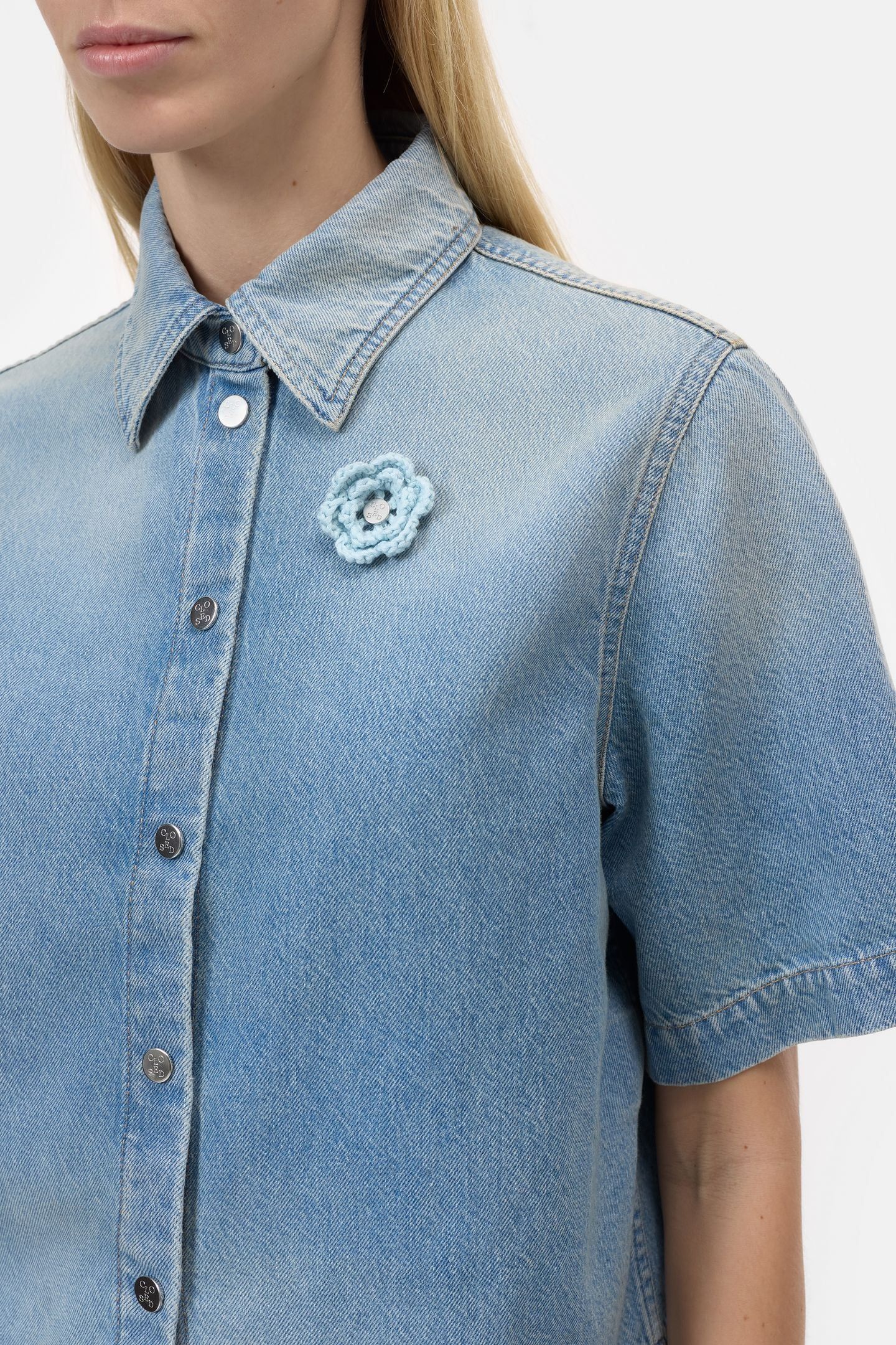 SHORT SLEEVE DENIM SHIRT LIGHT BLUE 8