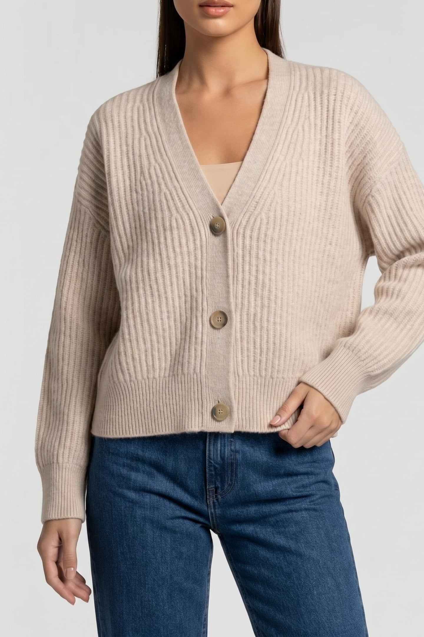 VNECK CARDIGAN BARLEY 1