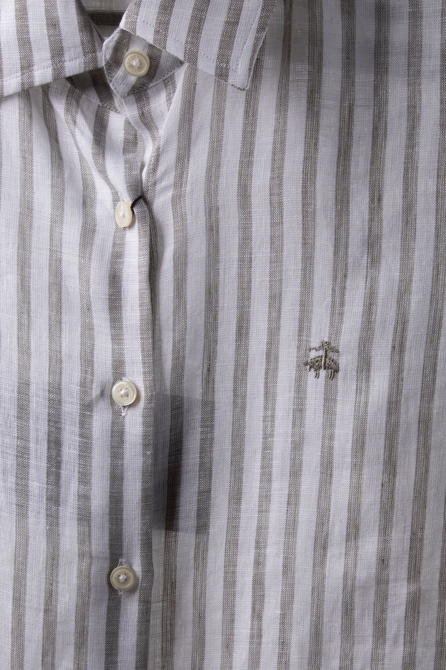 RELAXED FIT STRIPED LINEN SHIRT MEN'S DESIGN GREEN 6