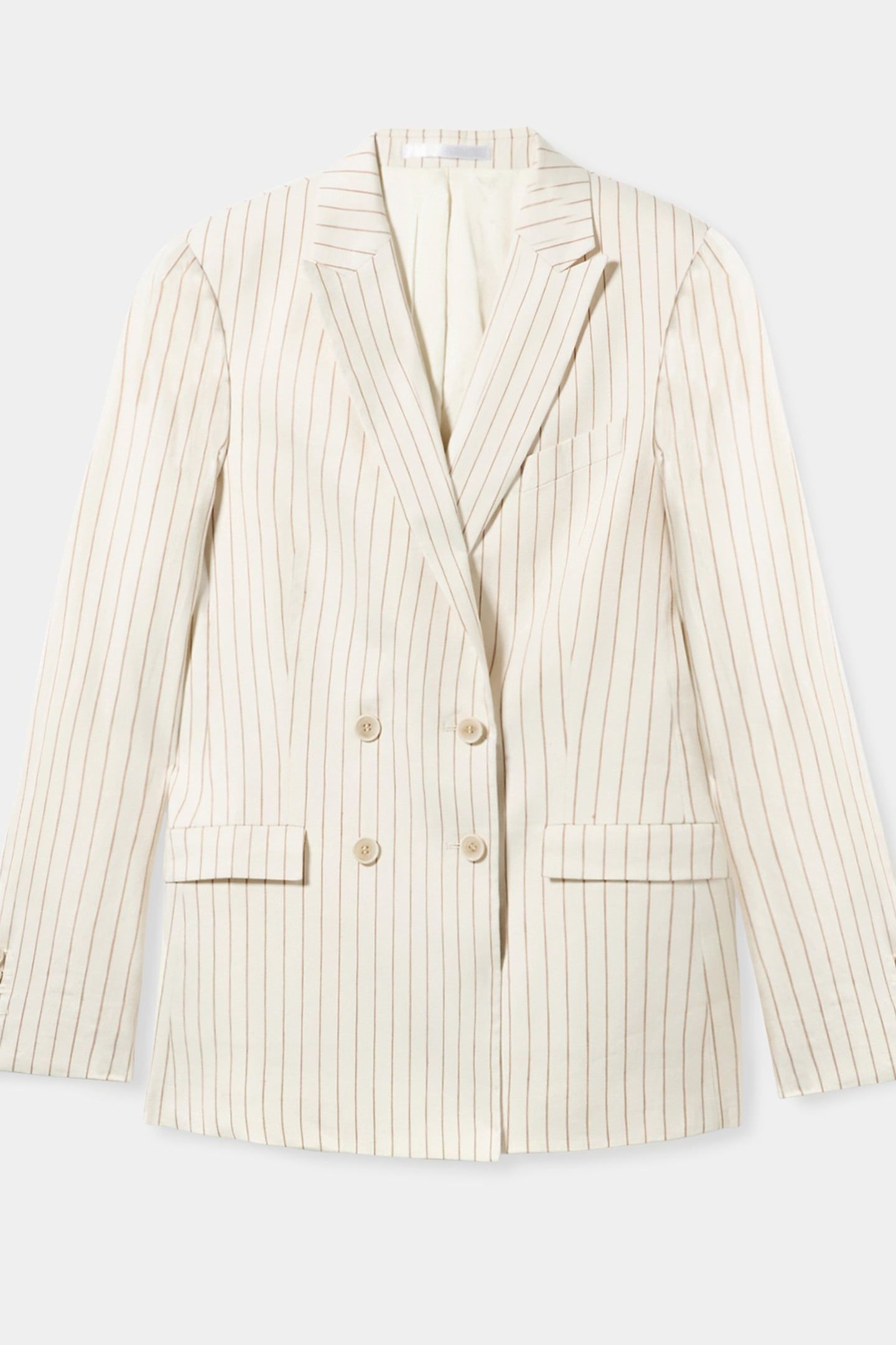 PINSTRIPE LINEN BLEND DOUBLE-BREASTED BLAZER WHITE 7