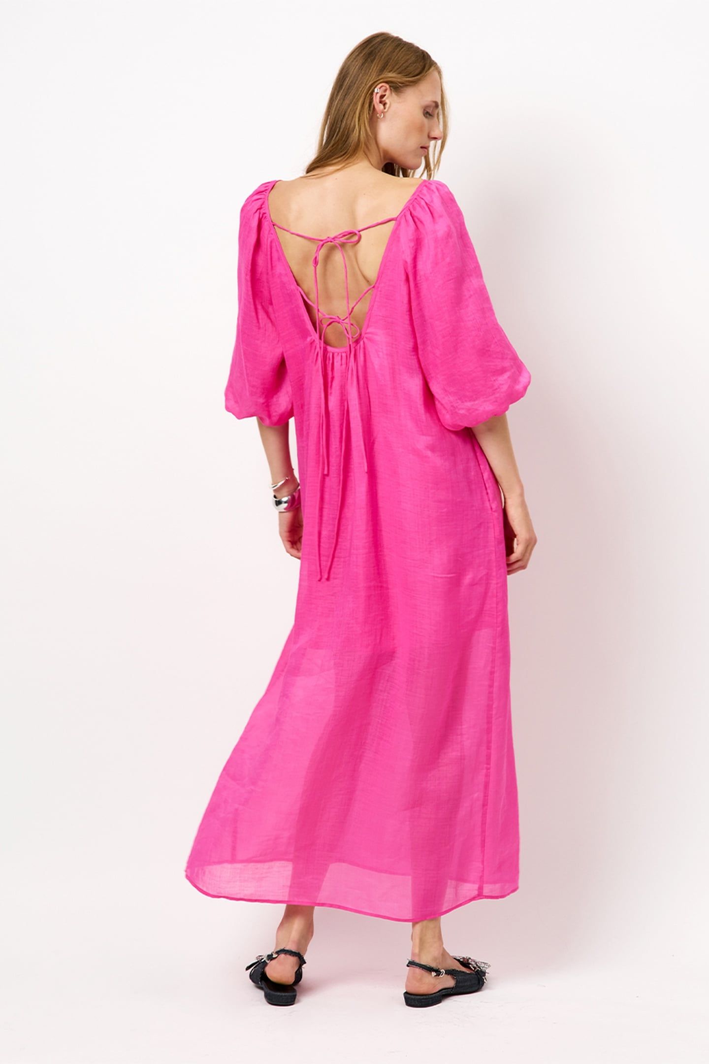 TILDA OPEN BACK DETAILED MAXI DRESS FUCHSIA PINK 2