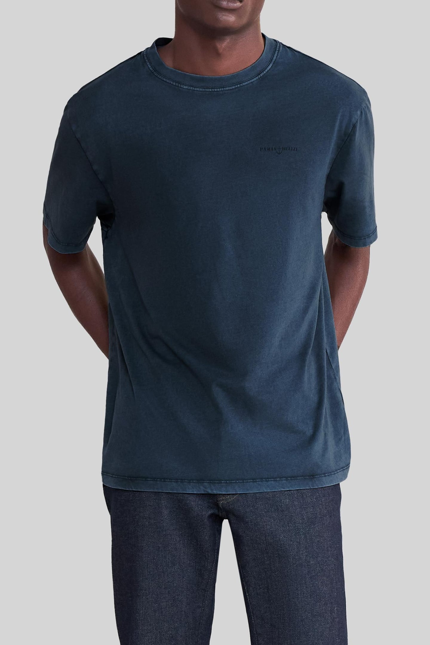 SLATE T-SHIRT WITH SLOGAN AND ANCHOR ON CHEST 2