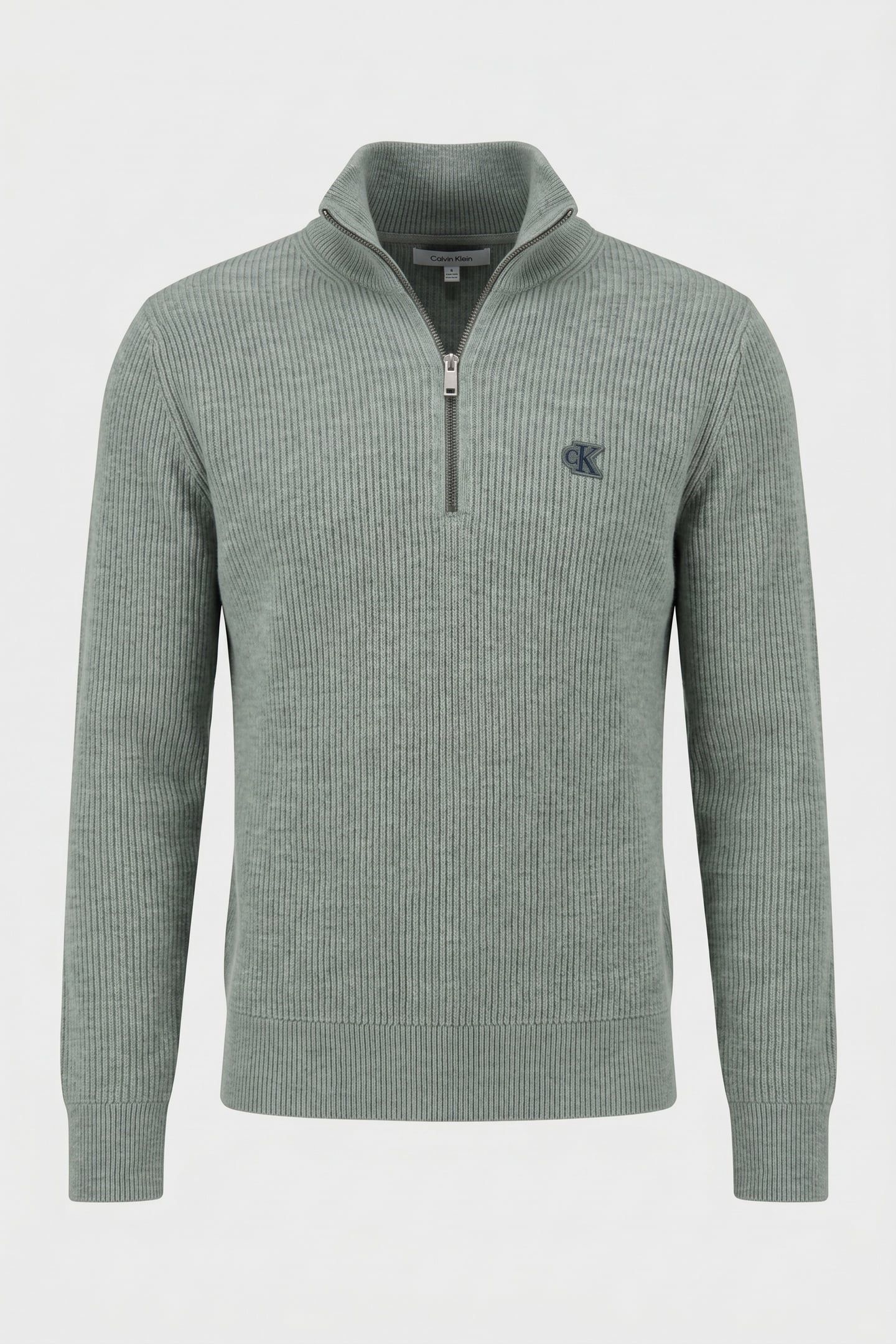 LS RIBBED QUARTER ZIP SWEATER AUTUMN GREEN 3