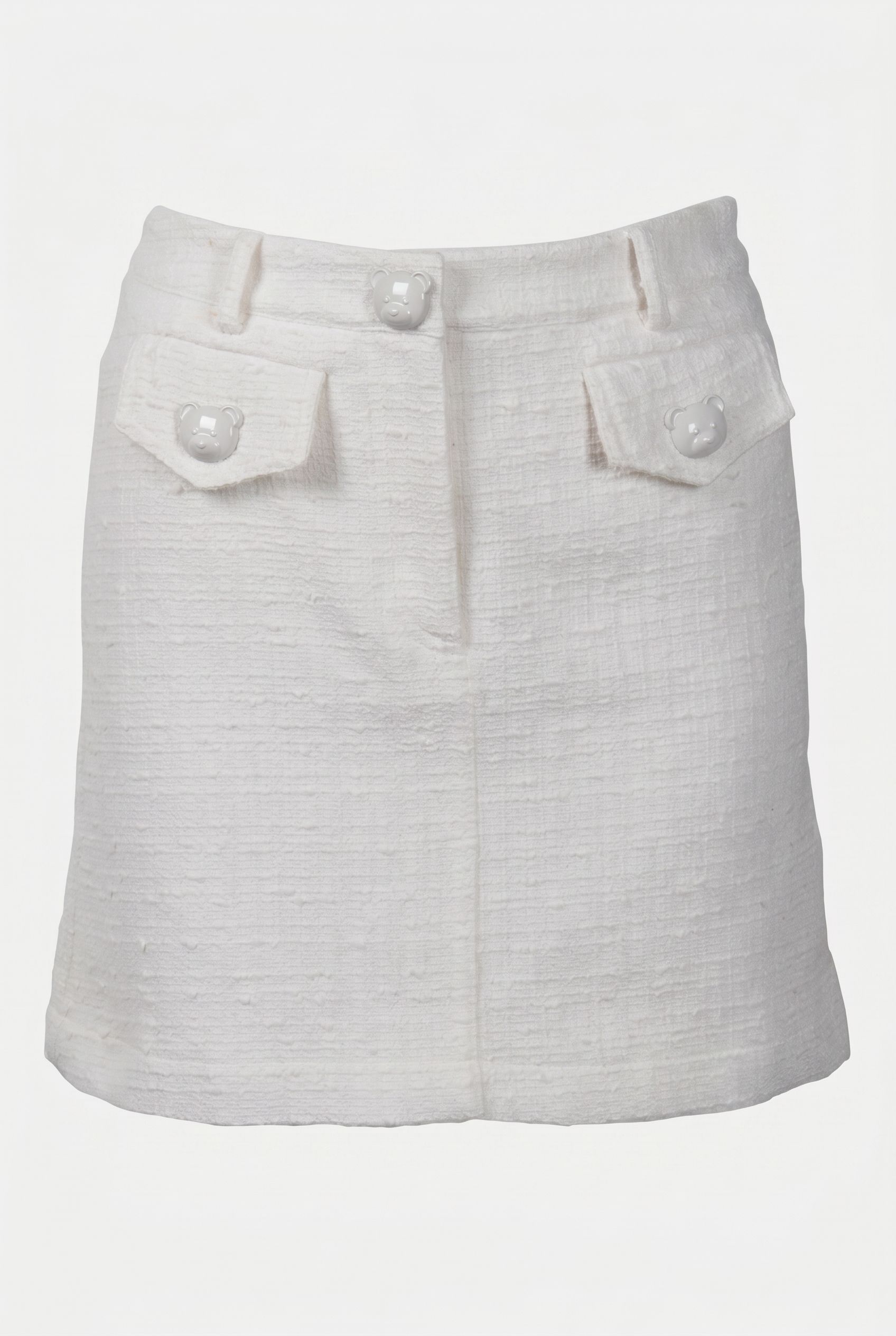 TEDDY BUTTONS TWEED MINI SKIRT WHITE 3