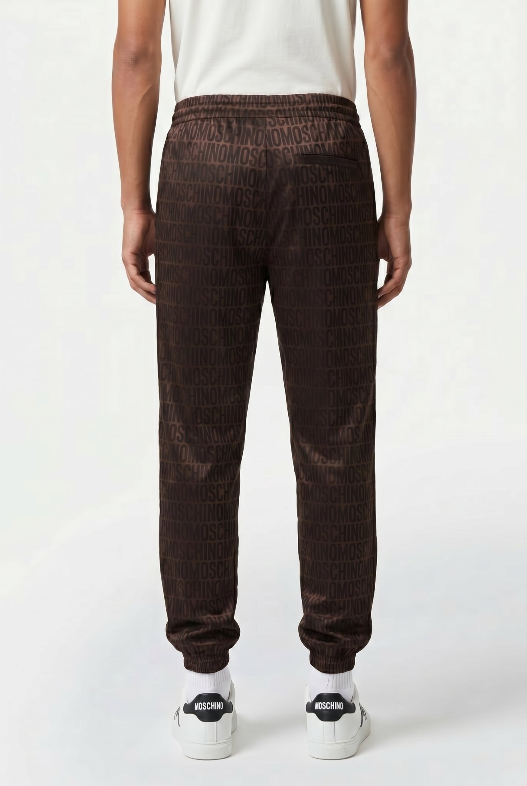 ALLOVER LOGO JACQUARD NYLON JOGGERS BROWN 2