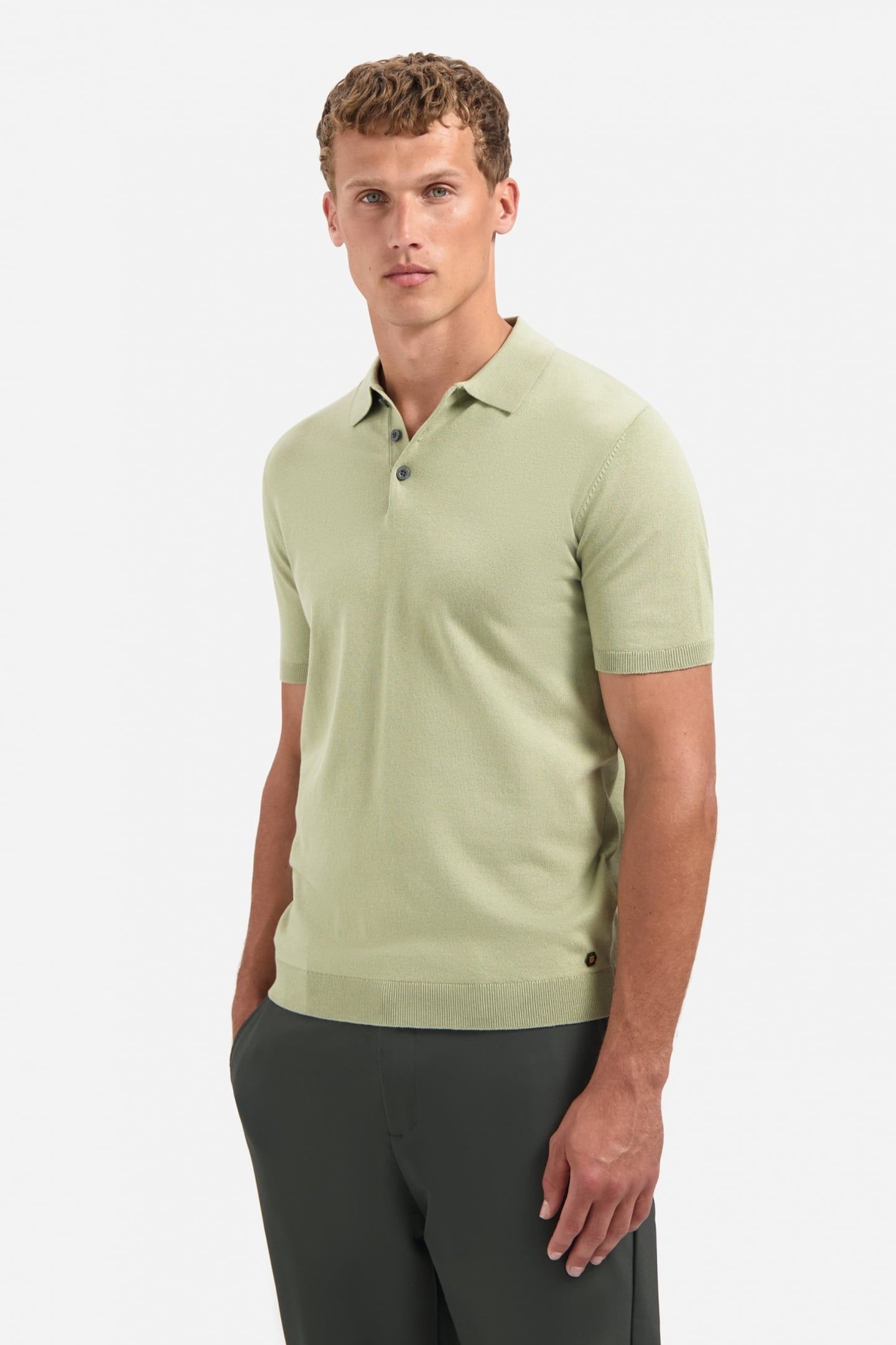 PULLOVER SHORT SLEEVE POLO SOLID LIGHT MOSS 2