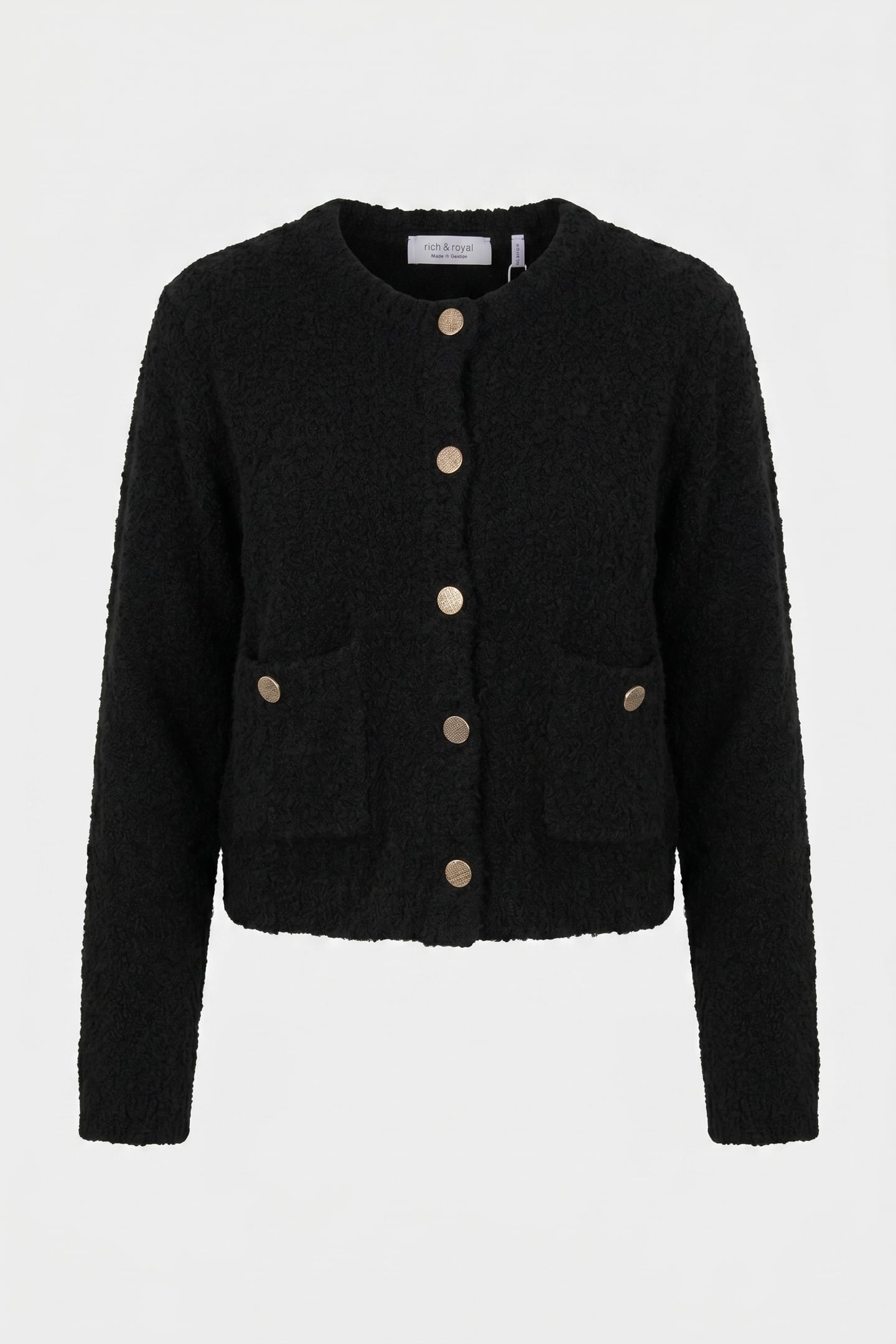 CREW NECK CARDIGAN BOUCLÉ BLACK 3