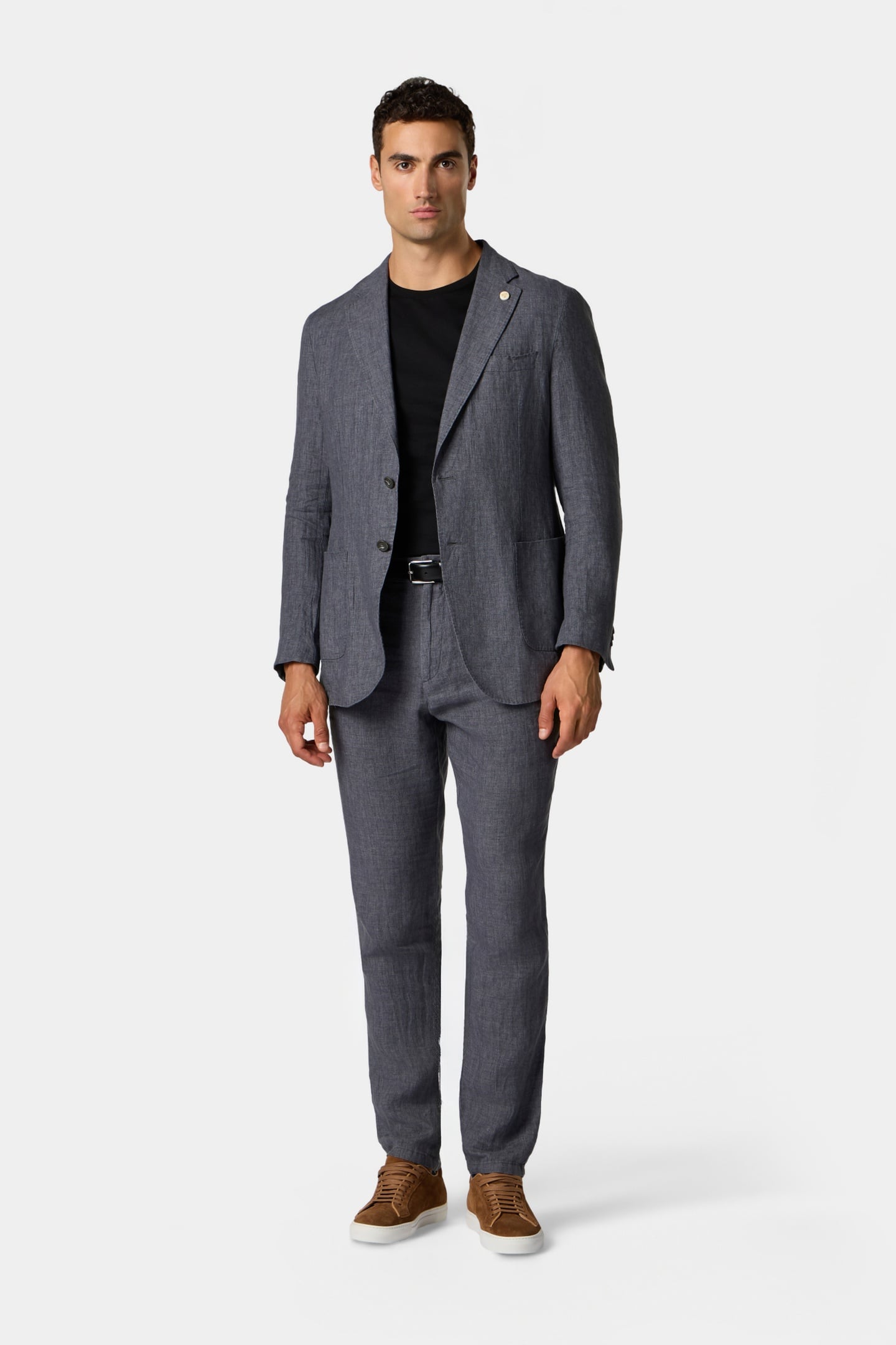LINEN SINGLE-BREASTED BLAZER DARK GREY 2