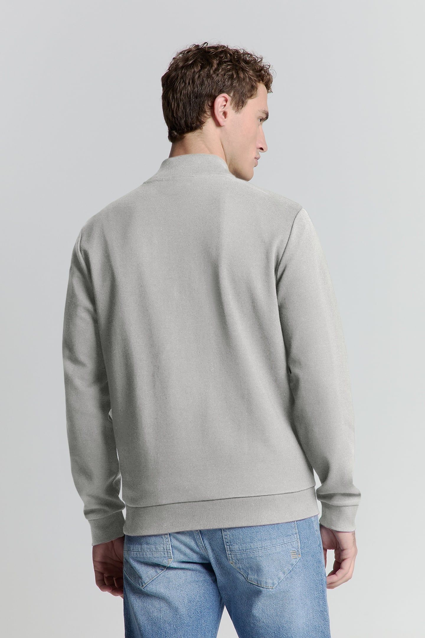 SWEATER FULL ZIPPER JACQUARD MIX GREY MELANGE 4