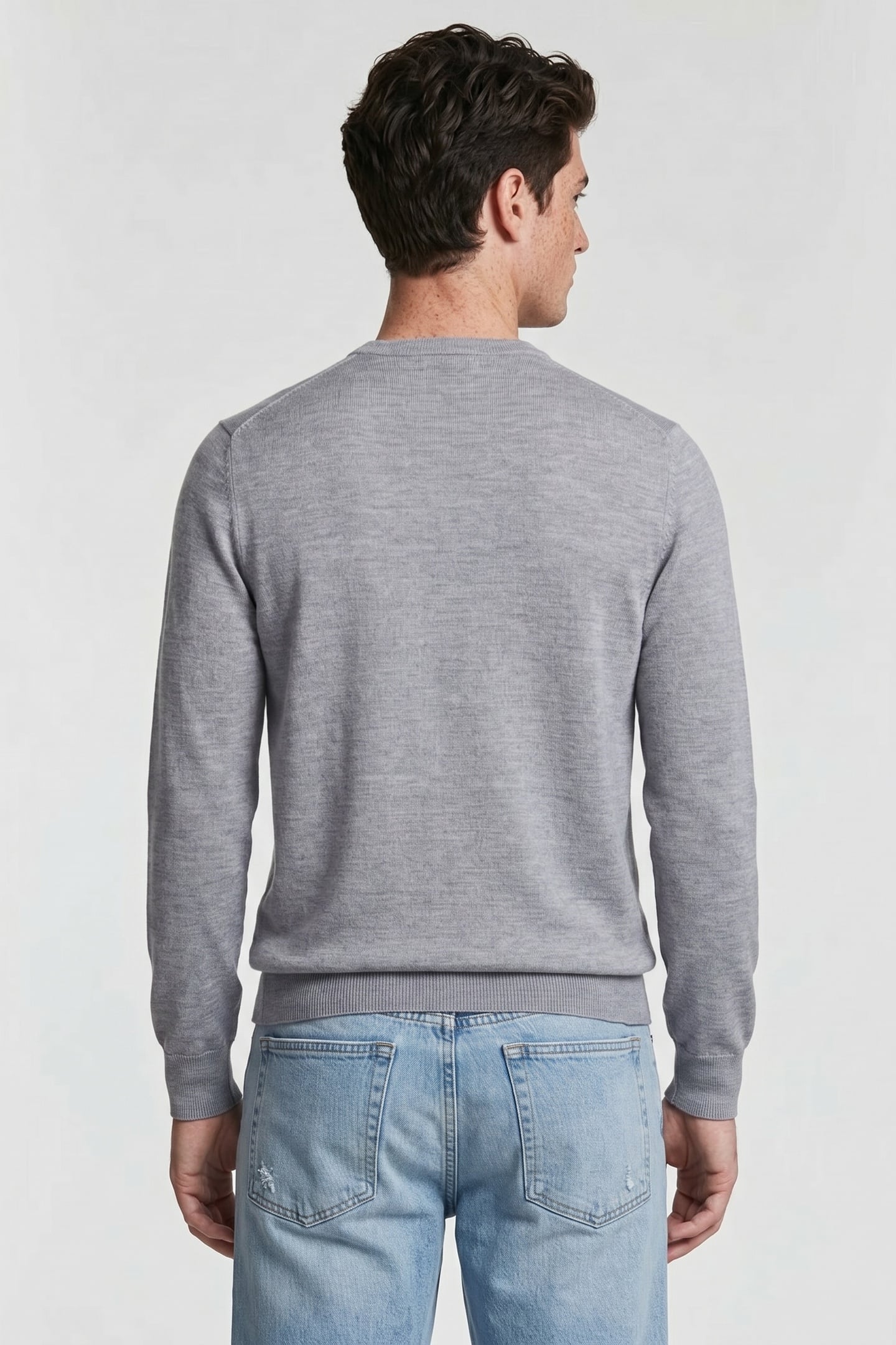MERINO WOOL CREW-NECK SWEATER MID GREY 2