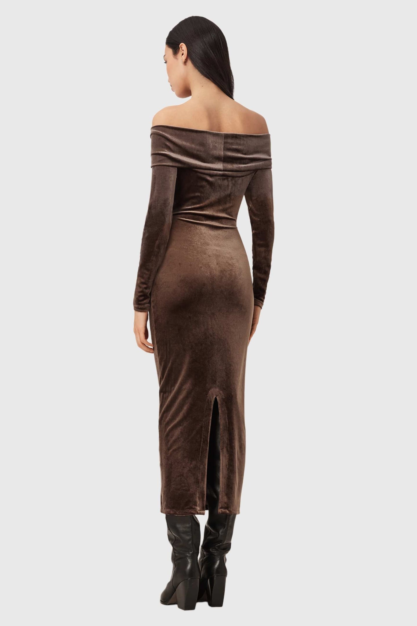 DELTA VELVET DRESS BITTER BROWN 4
