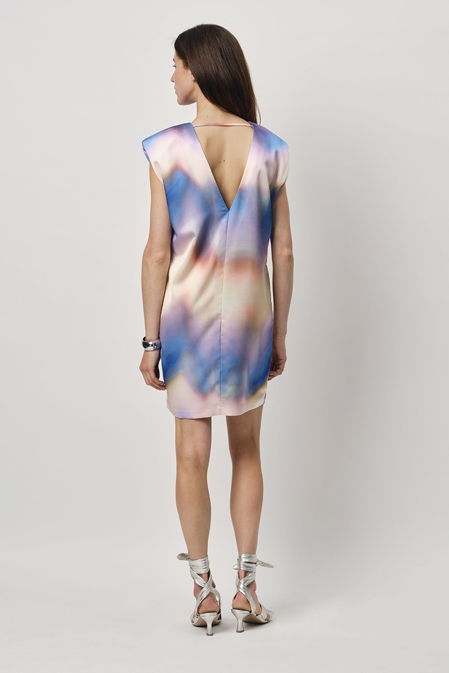PEYTON PRINTED POWER SHOULDER DRESS MULTICOLOUR 2