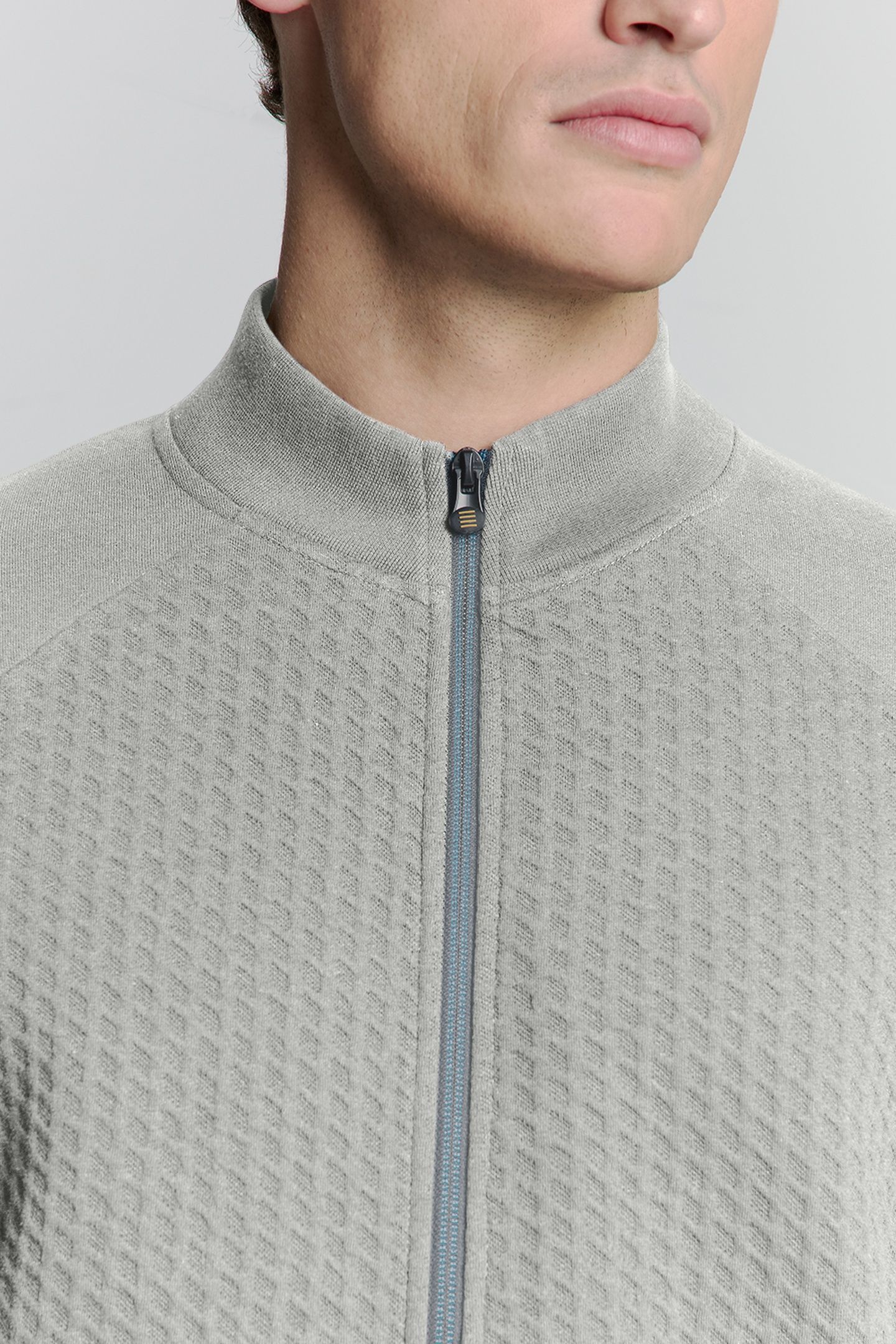 SWEATER FULL ZIPPER JACQUARD MIX GREY MELANGE 7