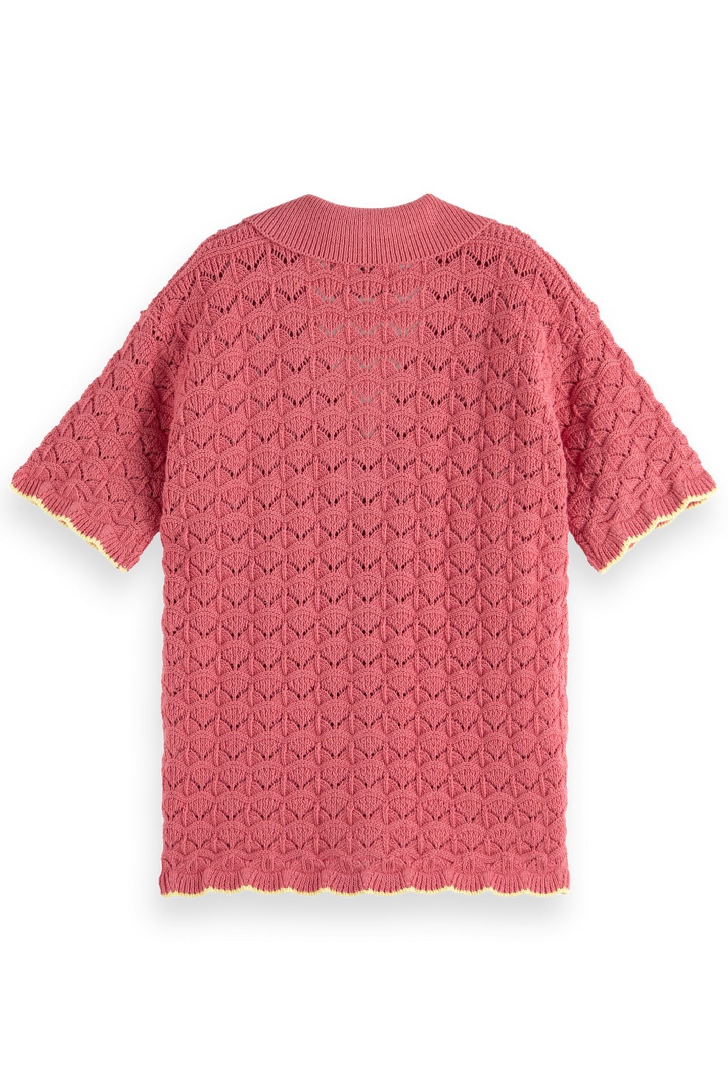 GIRL SCALLOPED KNITTED SHORT-SLEEVED SHIRT ROSE PINK 2