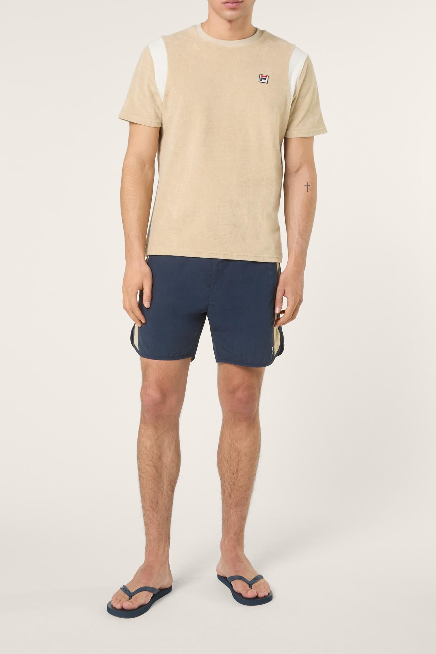MASSA RELAXED BLOCKED BEACH SHORTS BLACK IRIS-WHITE PEPPER 2