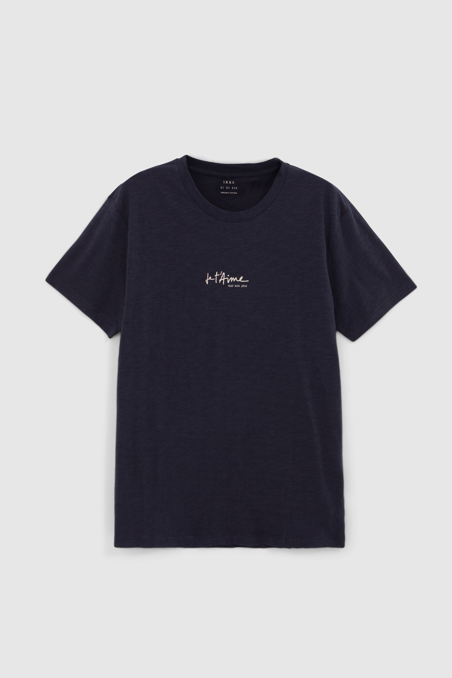 NAVY ORGANIC COTTON T-SHIRT WITH PRINT SLOGAN 4
