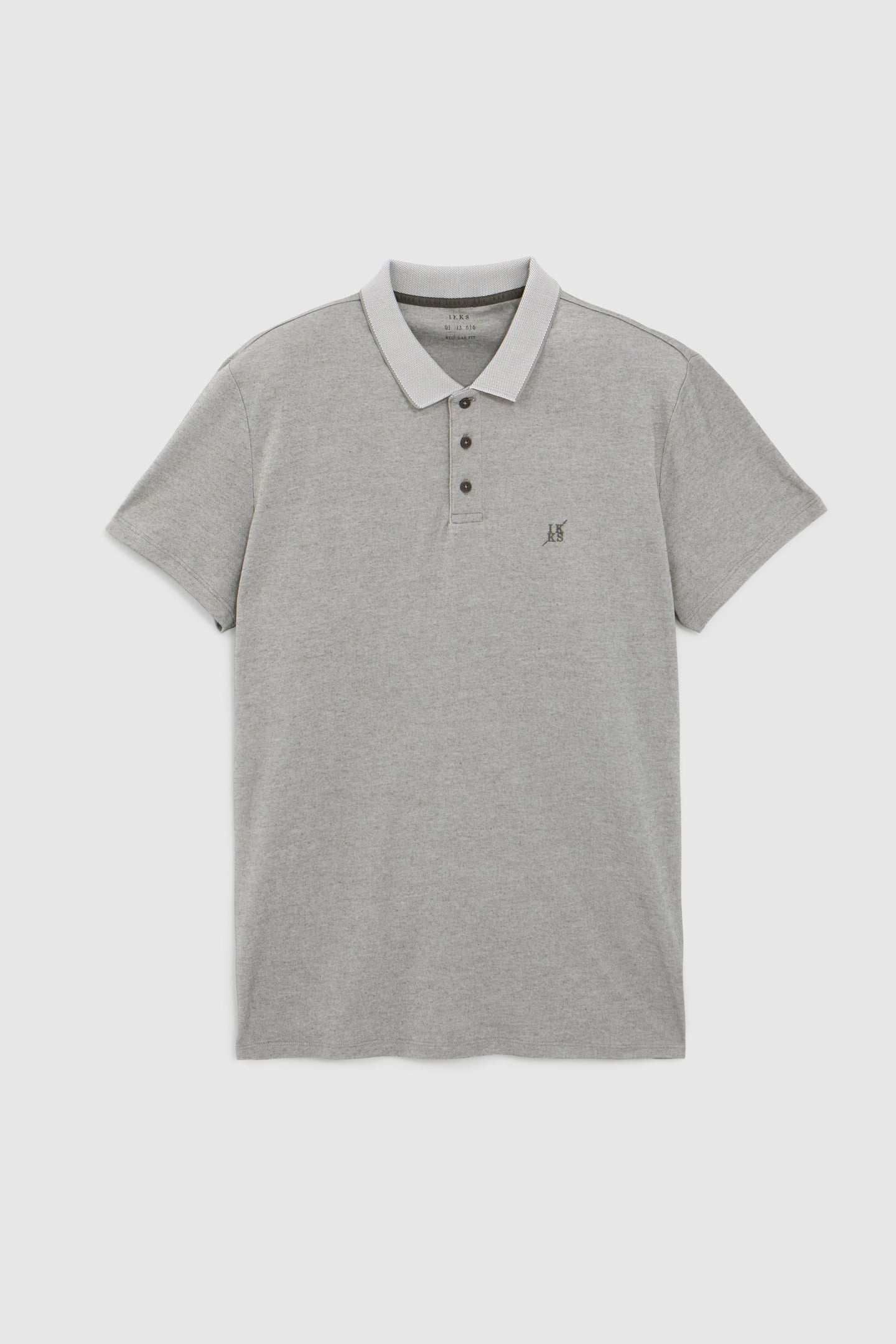 KHAKI MARL POLO SHIRT WITH MIXED-FABRIC COLLAR 4