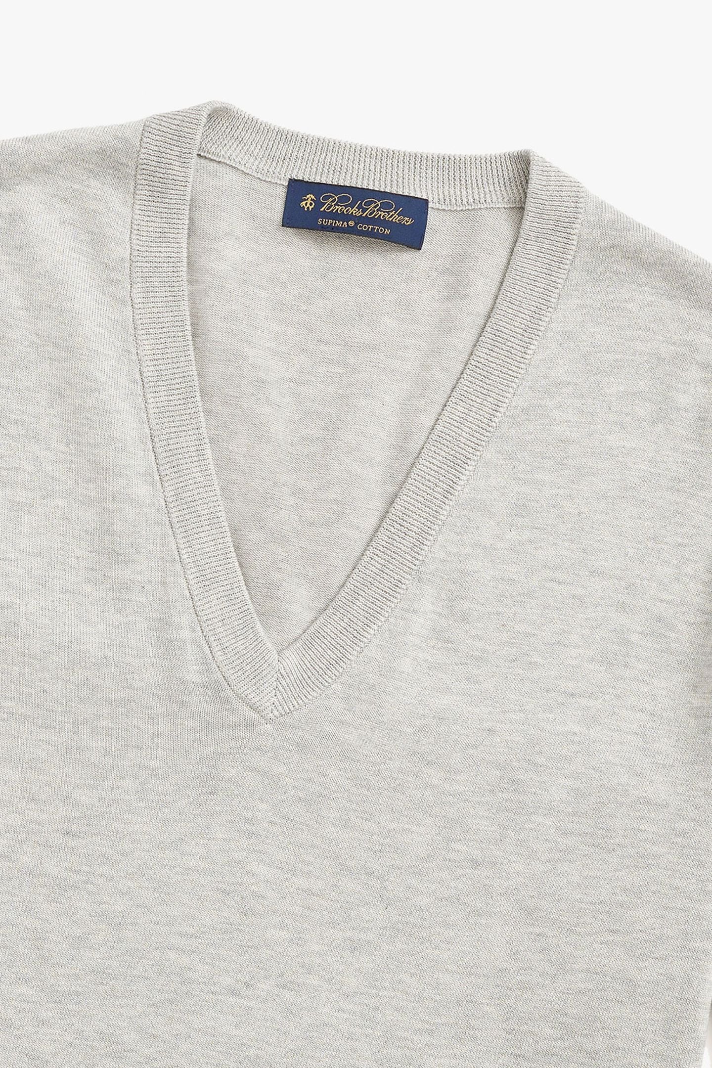 SUPIMA COTTON V-NECK SWEATER GREY 5