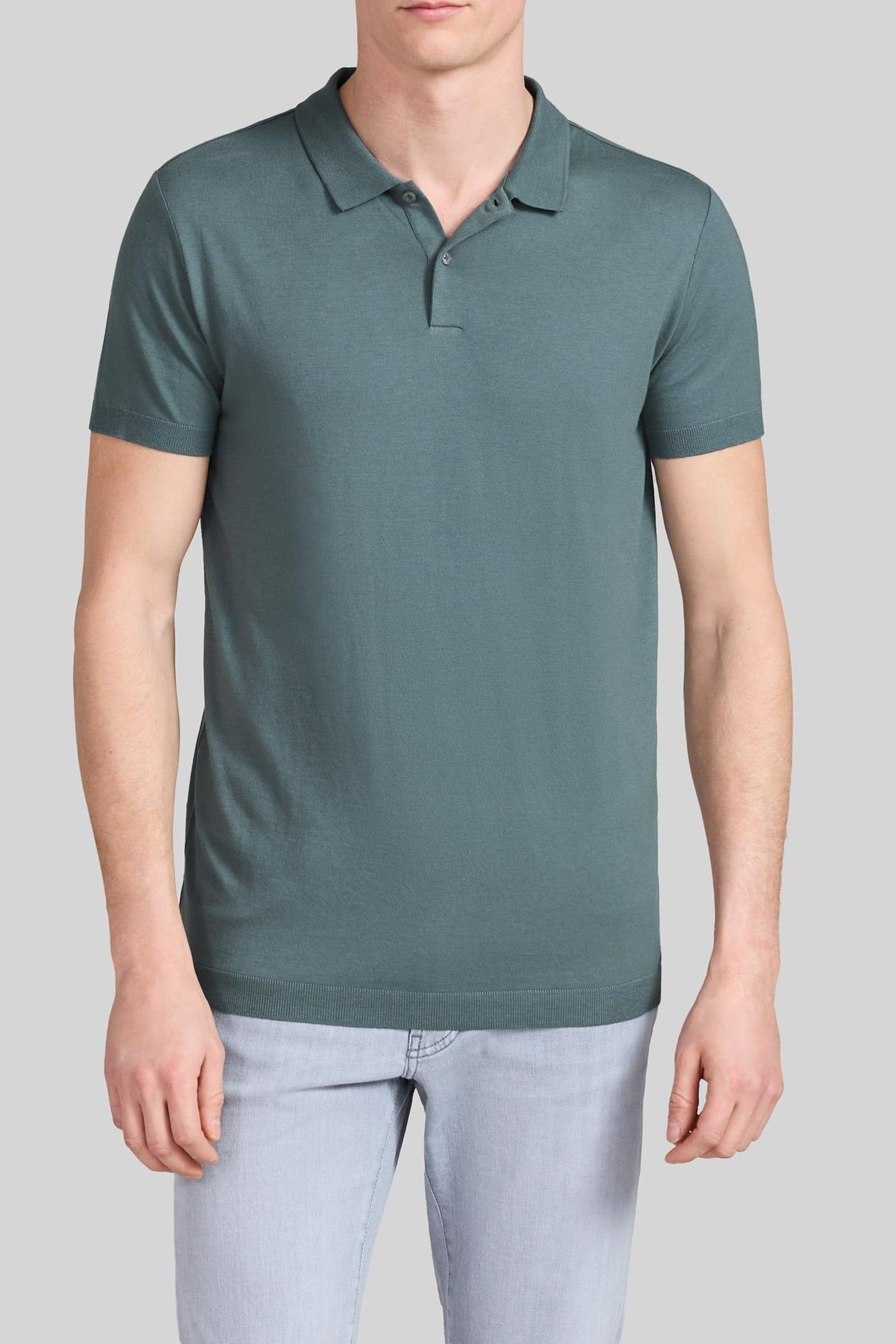 BLUISH GREEN COTTON MODAL BLEND POLO SHIRT 1