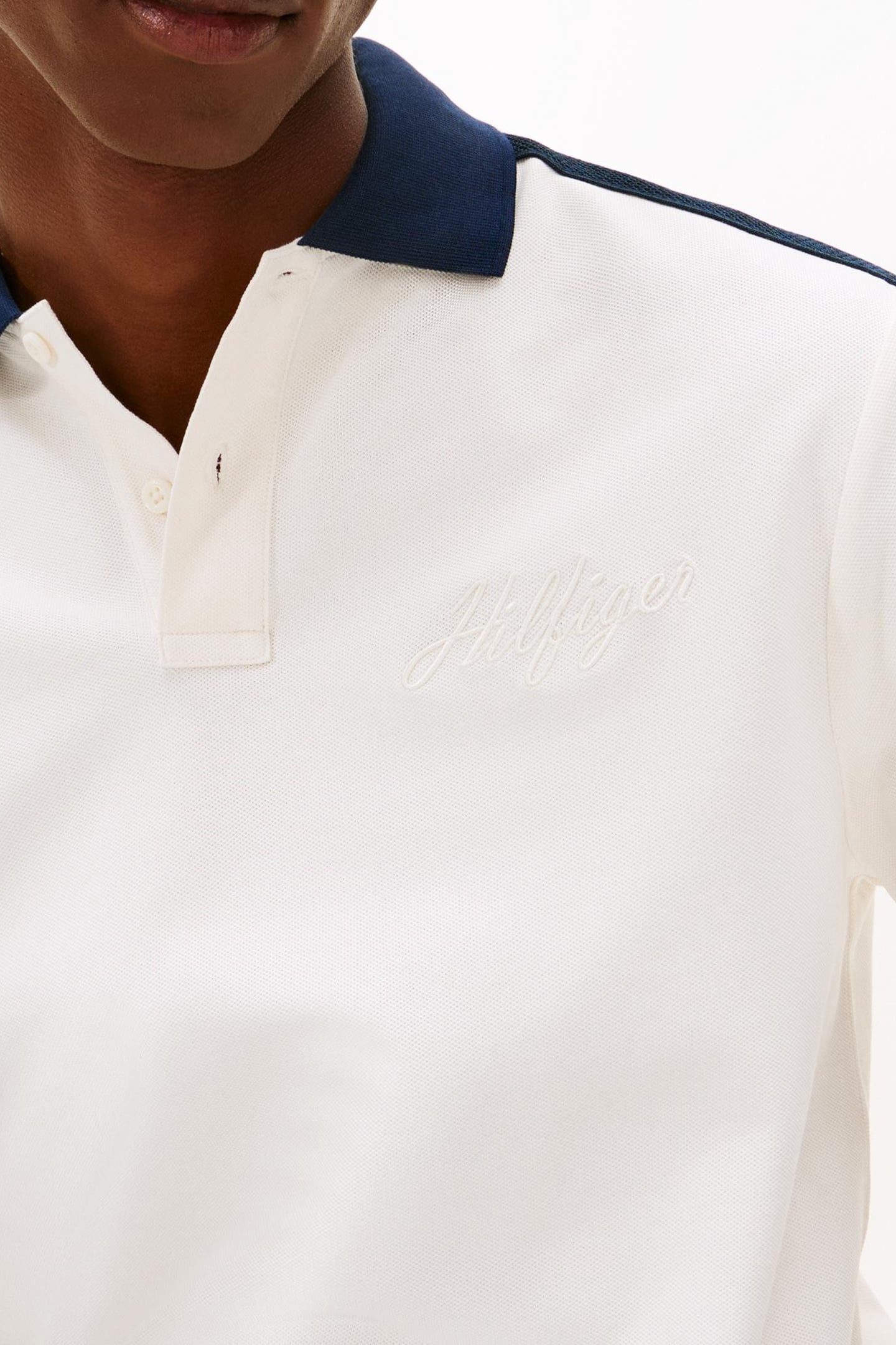 MESH DETAIL CLASSIC POLO IVORY PETAL 5