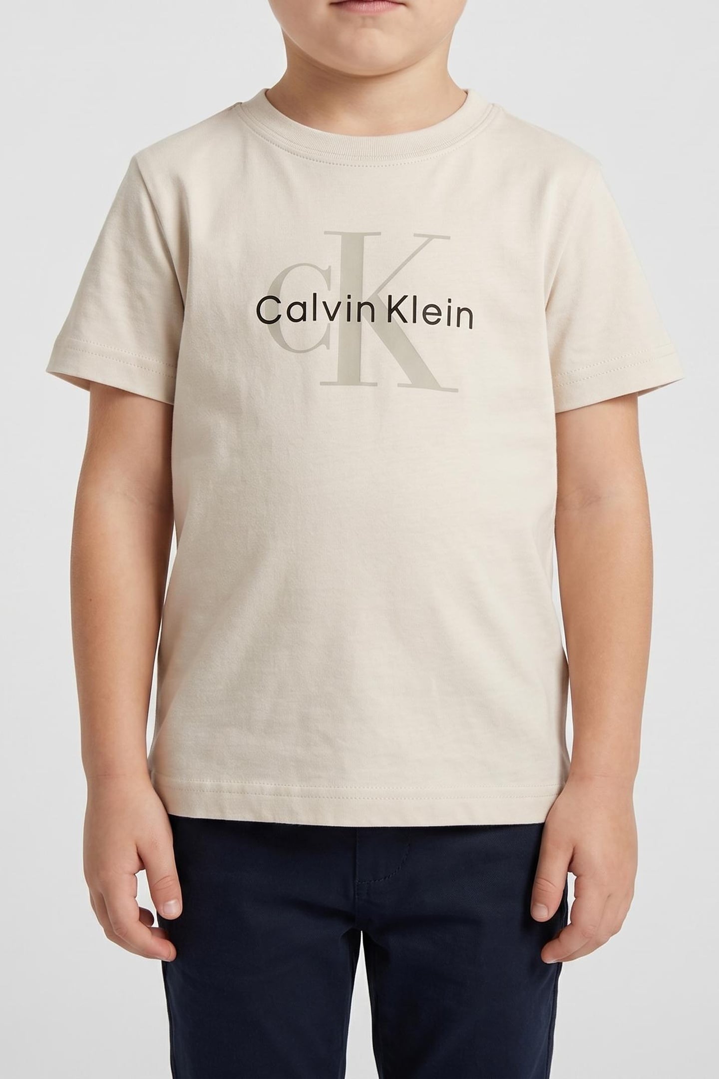 UNISEX CK MONOGRAM SS T-SHIRT WHITECAP GRAY 1