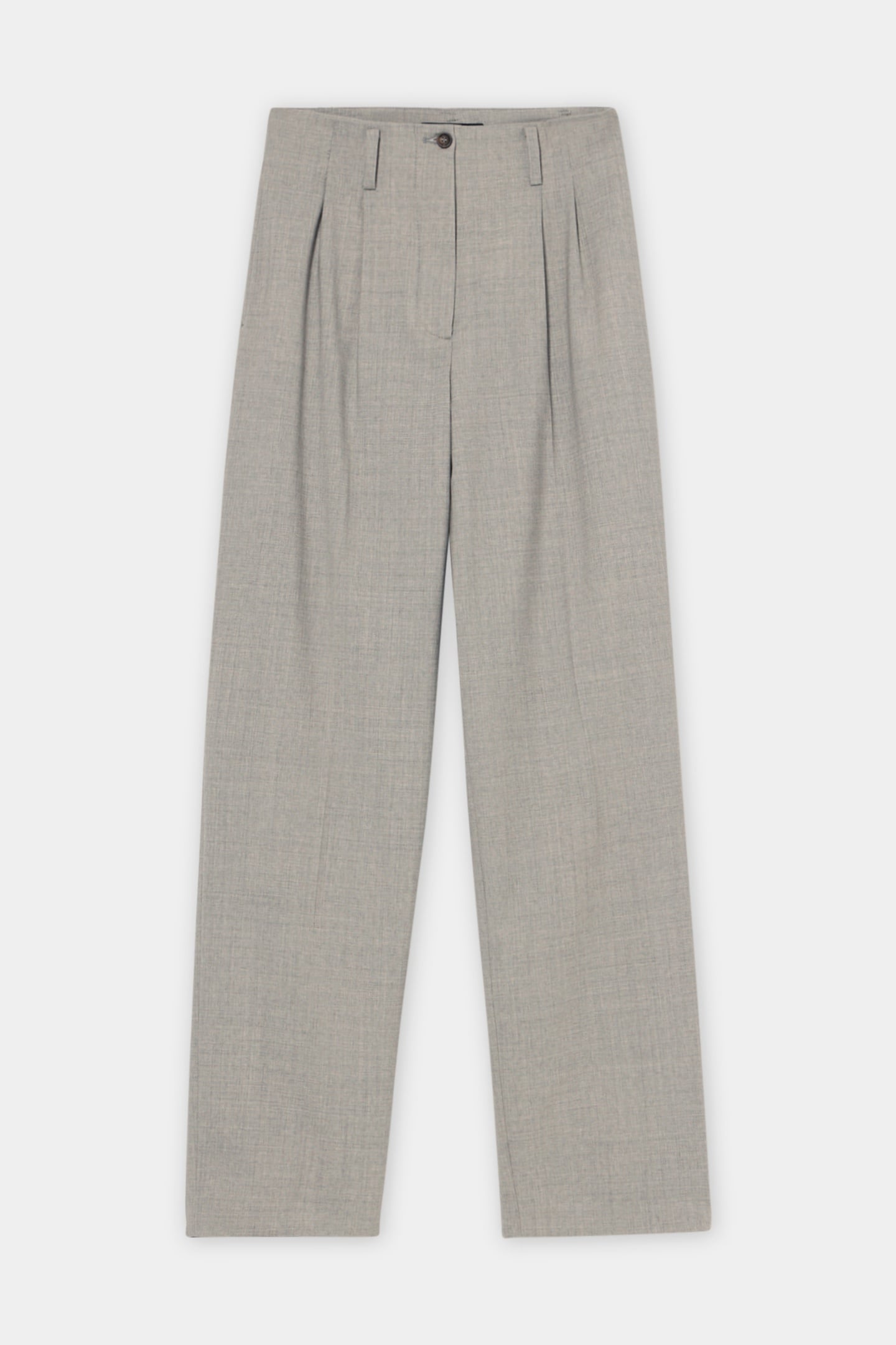 WOOL BLEND STRETCH PLEATED TROUSERS LIGHT GREY 4
