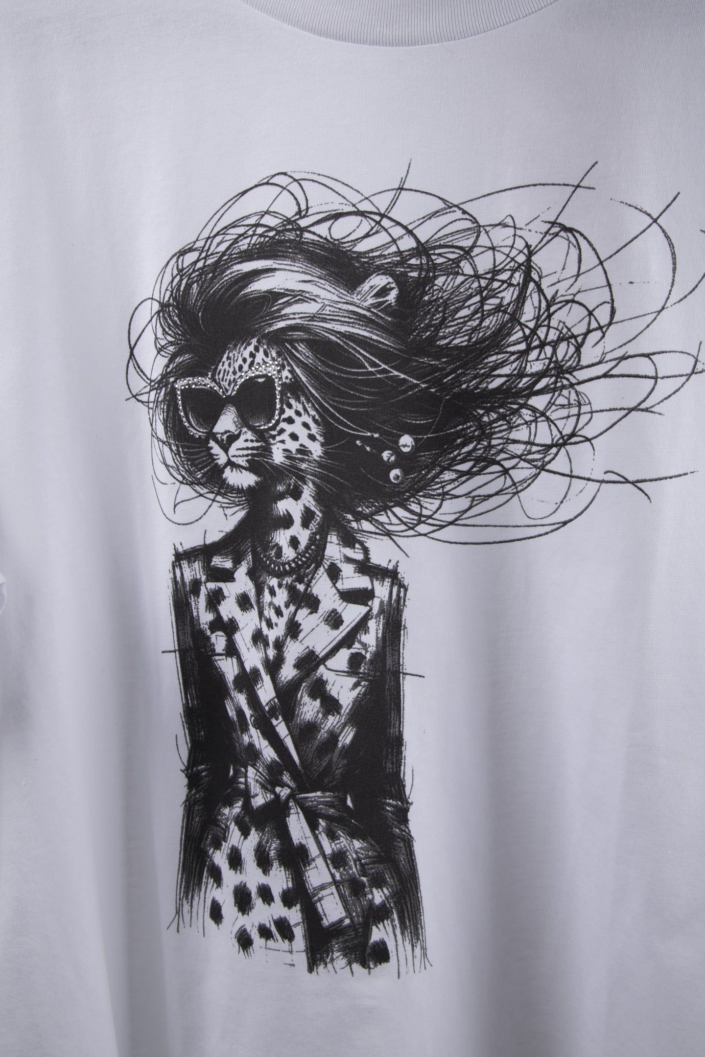 EASY FIT T-SHIRT "LEOPARD" ORGANIC WHITE 5