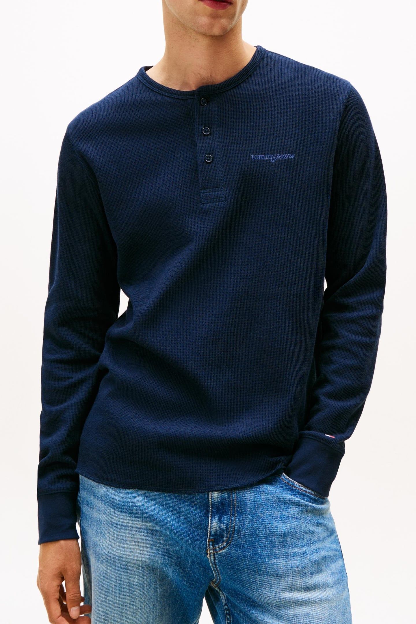 SLIM WAFFLE T-SHIRT DARK NIGHT NAVY 2