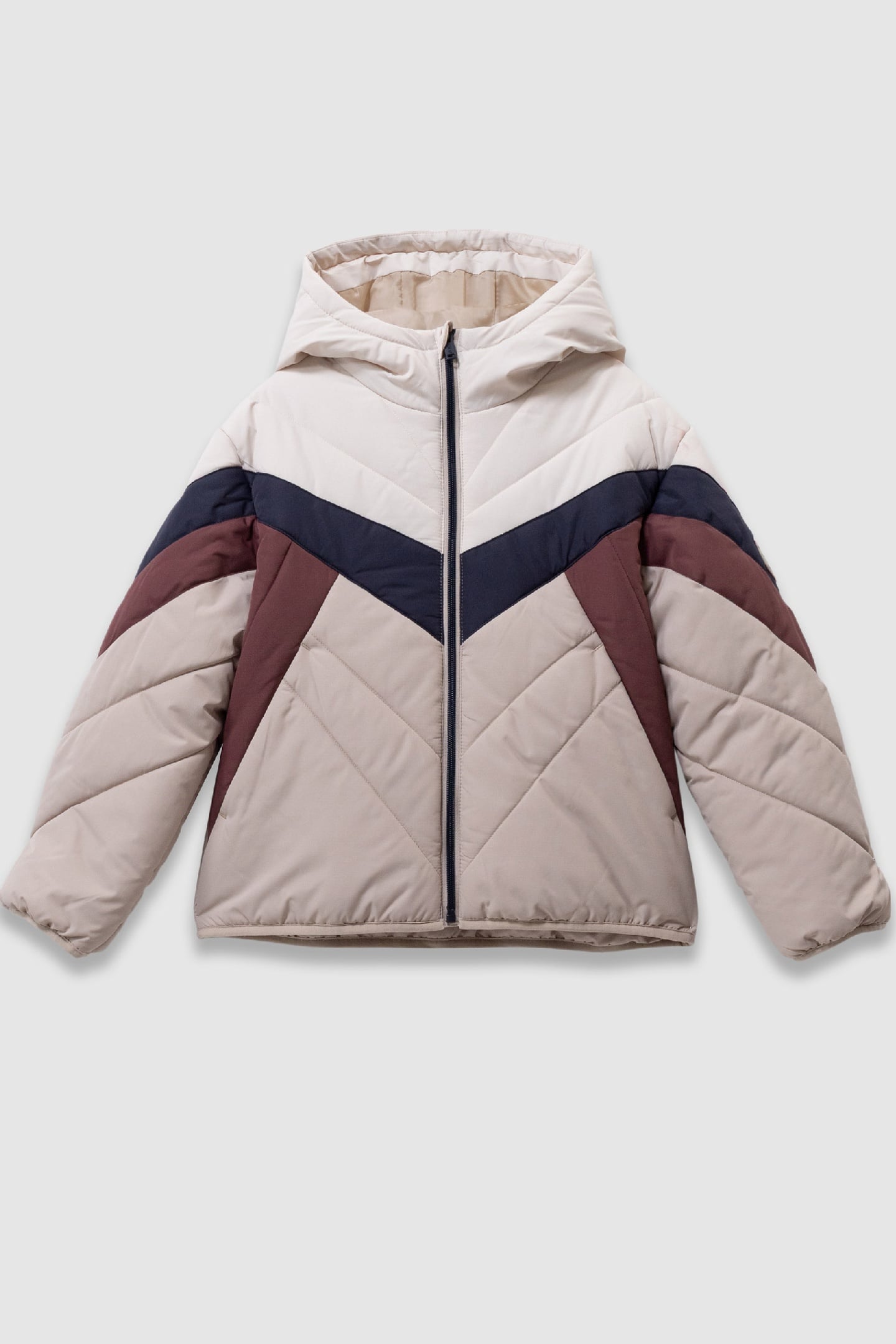 BEIGE PADDED JACKET IN TWO-TONE STRIPES 1