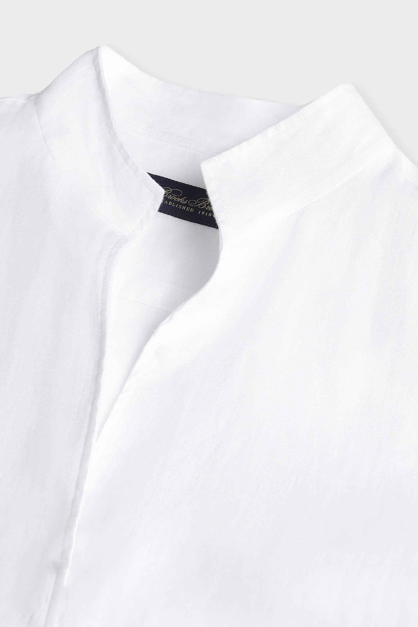 SLIM FIT LINEN SHIRT WITH STAND COLLAR WHITE 4