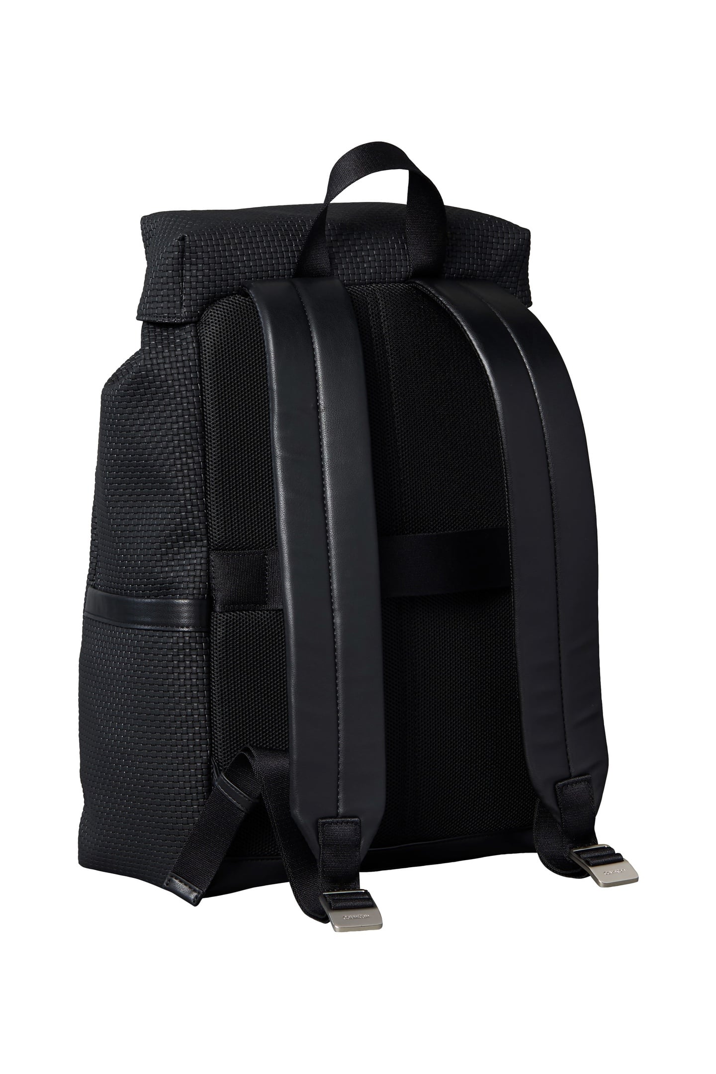 EMBOSSED WOVEN FLAP BACKPACK BLACK 3