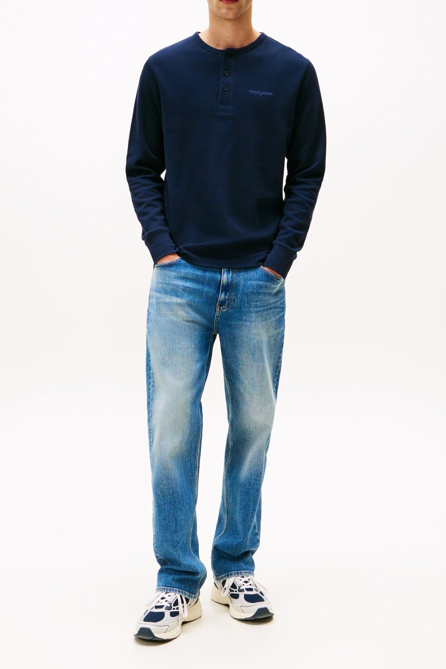 SLIM WAFFLE T-SHIRT DARK NIGHT NAVY 1