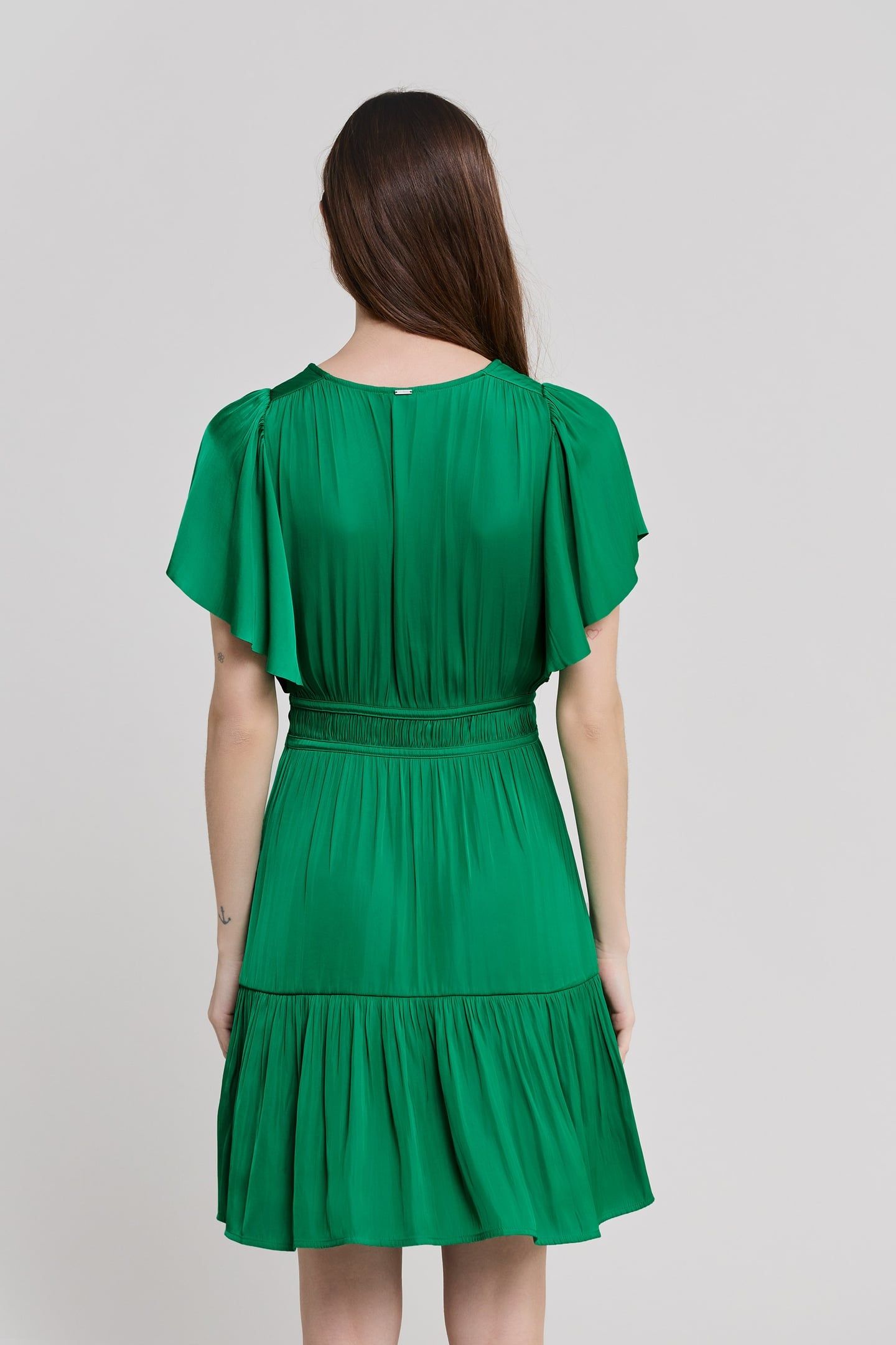 MINT CREASED DRESS WITH BUTTERFLY SLEEVES 4