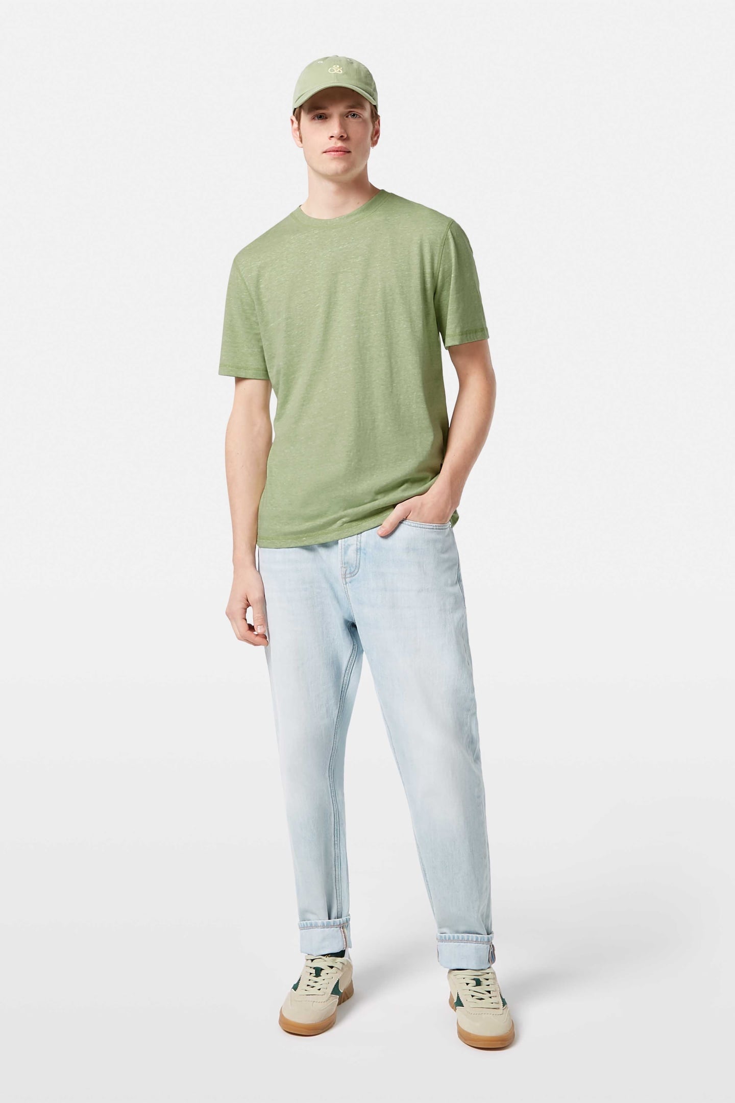 REGULAR FIT MELANGE T-SHIRT PISTACHIO MELANGE 2