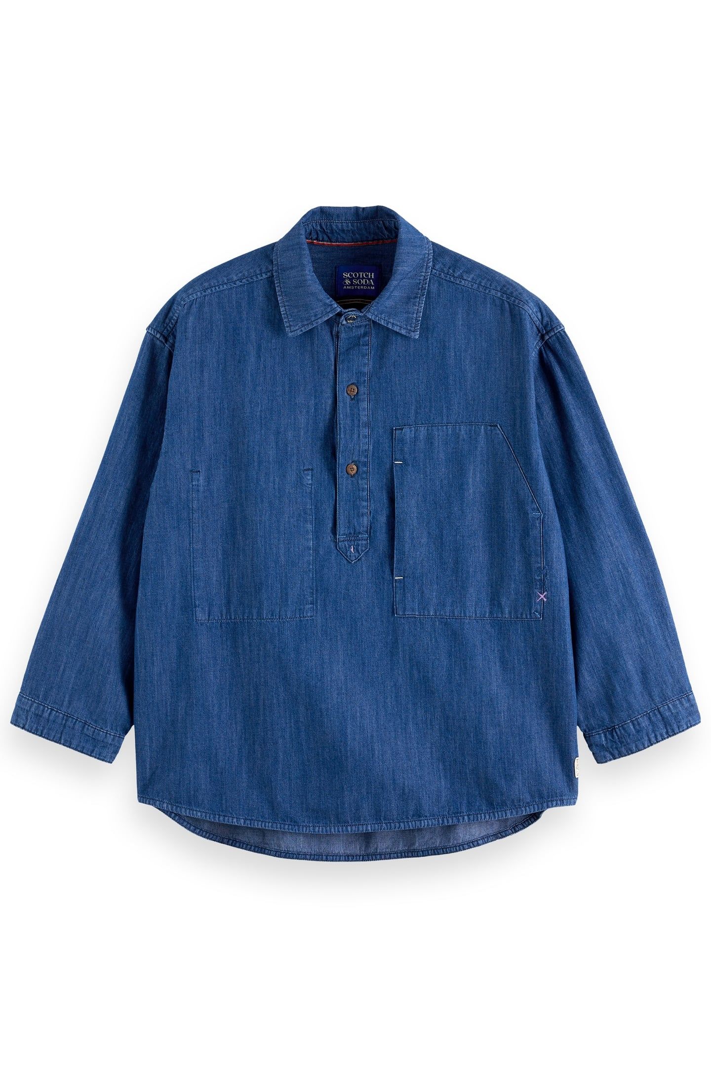 POPOVER WORKWEAR SHIRT IN LIGHTWEIGHT DENIM QUALITY WASHED I 5