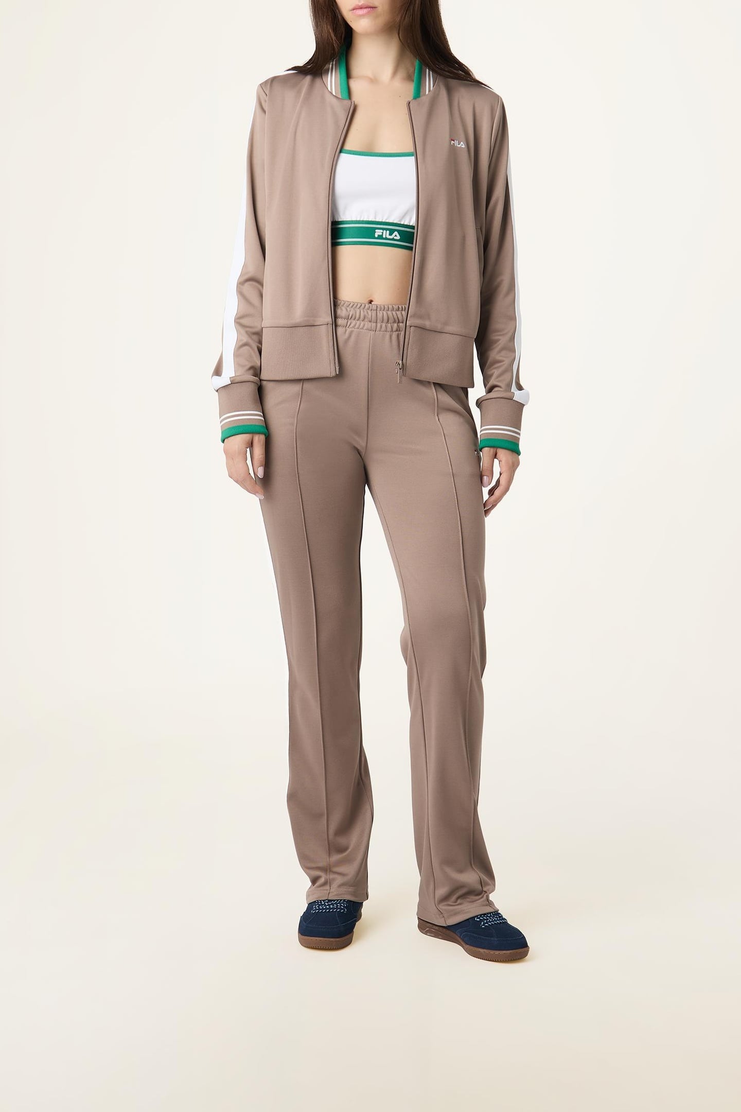 SAGANO STRAIGHT TAPED TRACK PANTS TAUPE GRAY 2