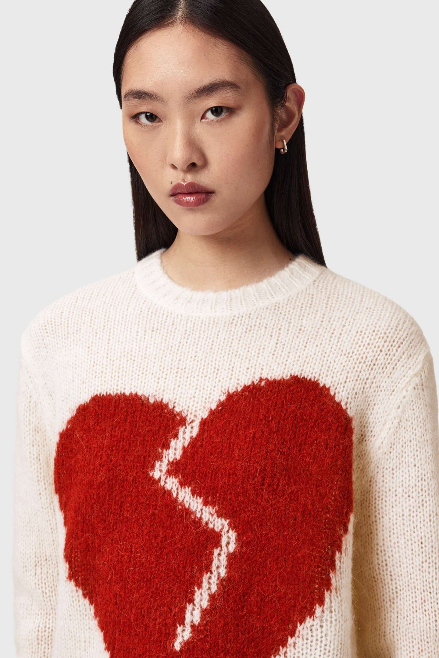 LUVHEART CREW ECRU WHITE/RED 4