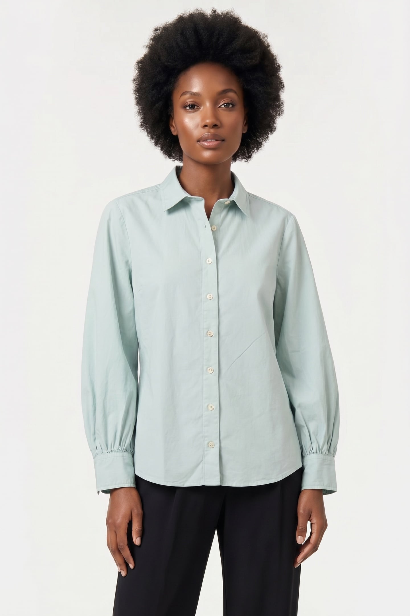 BALLOON SLEEVE SHIRT COTTON SAGE 1