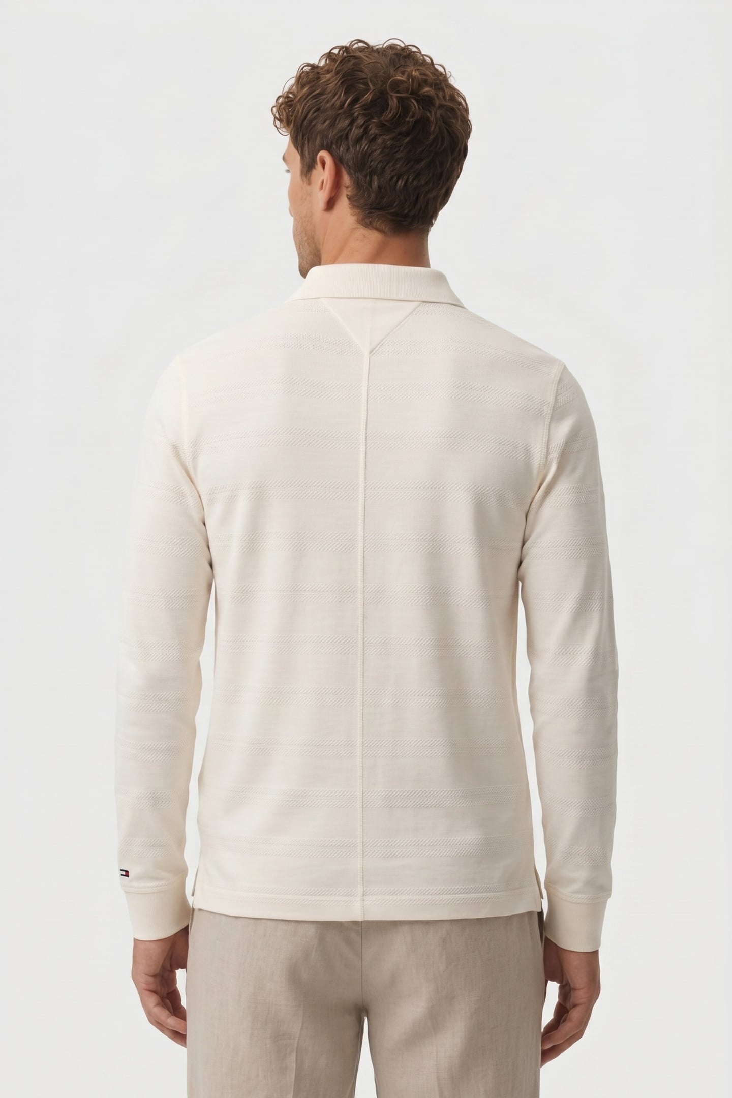 LONG-SLEEVE TONAL KNIT POLO IVORY PETAL 2