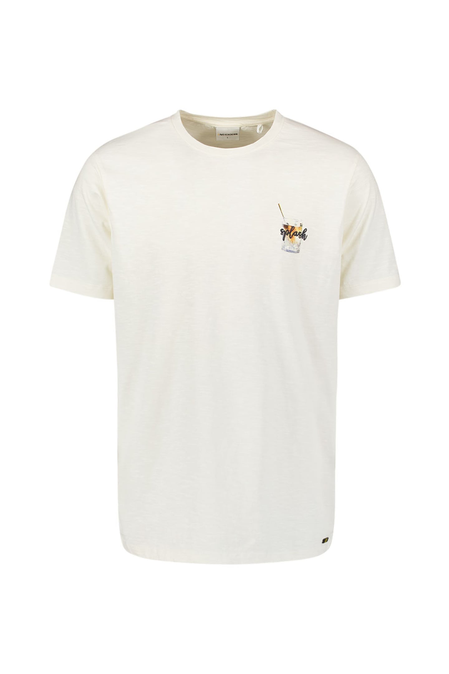 T-SHIRT CREWNECK PLACED PRINTS SLUB NATURAL 1