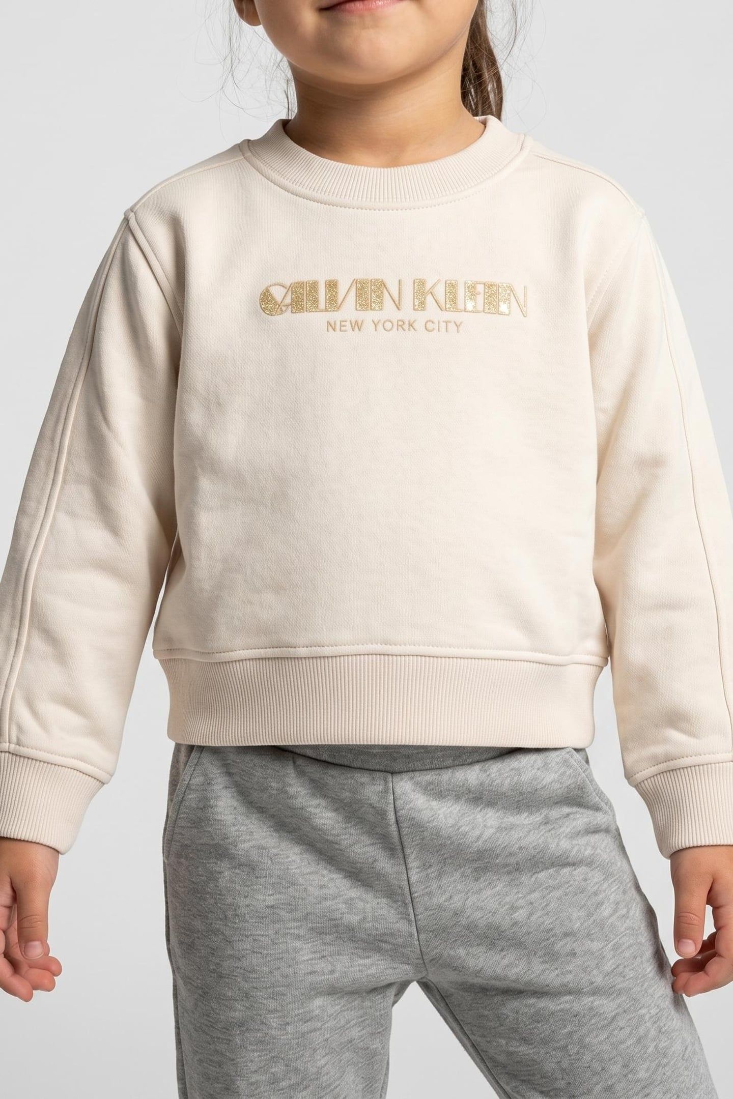 GIRLS GLITTER SWEATSHIRT WHITECAP GRAY 1