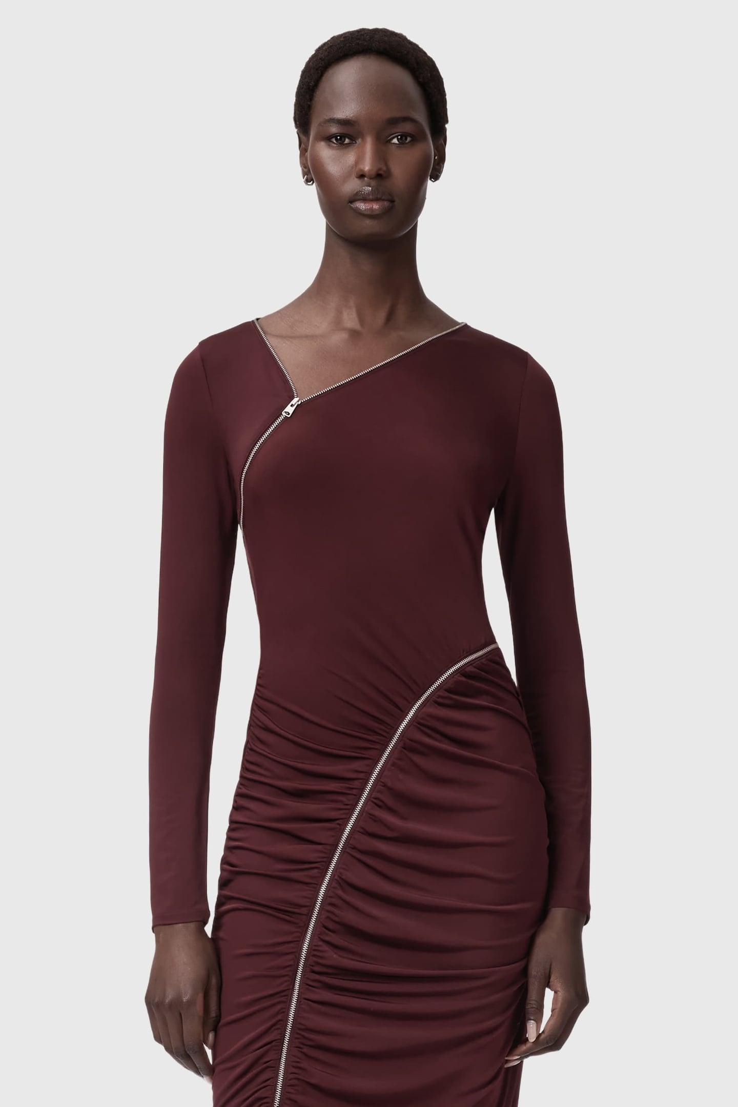 ELSIE ZIPPER DRESS OXBLOOD RED 3