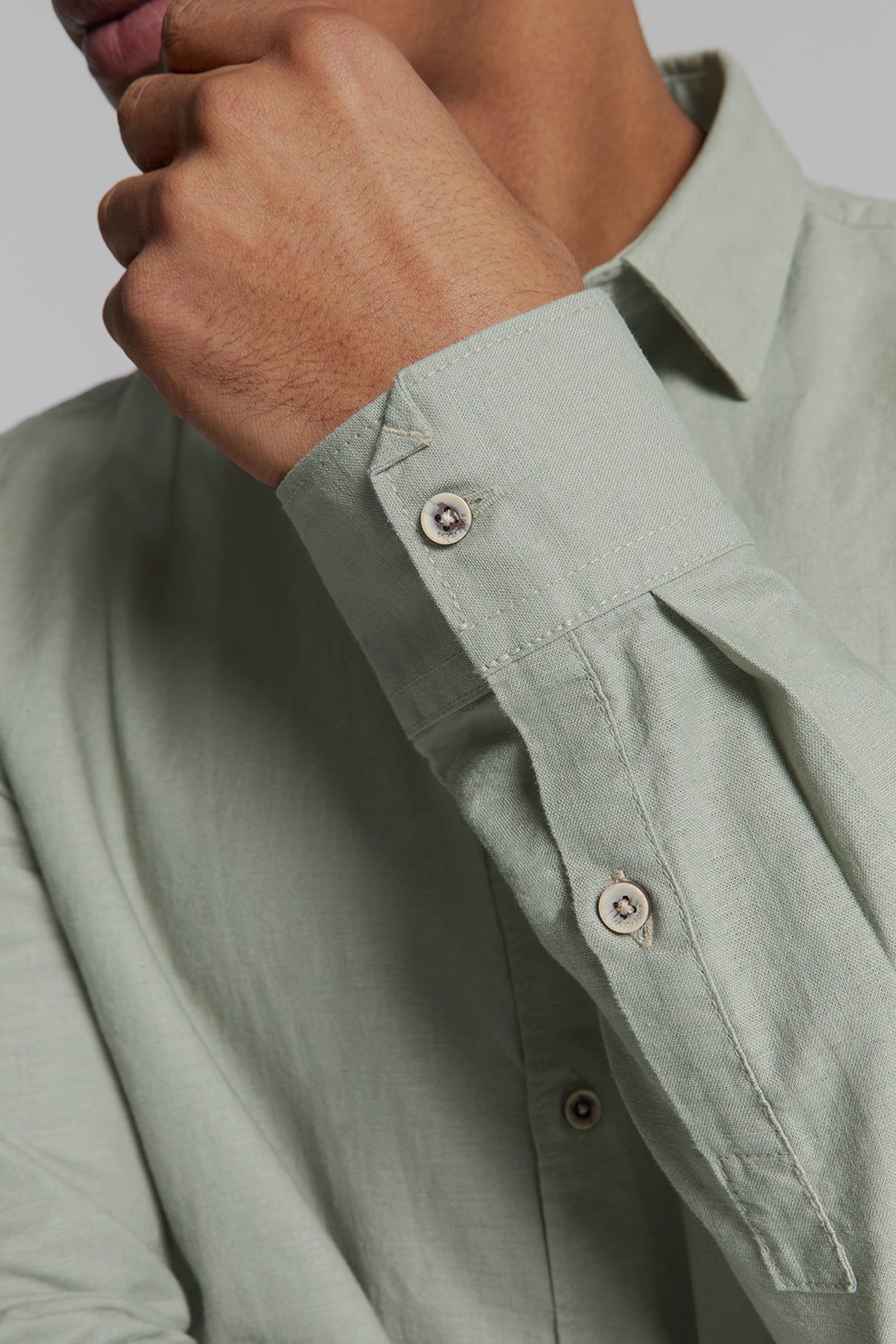 SHIRT SOLID WITH LINEN LIGHT ARMY 7