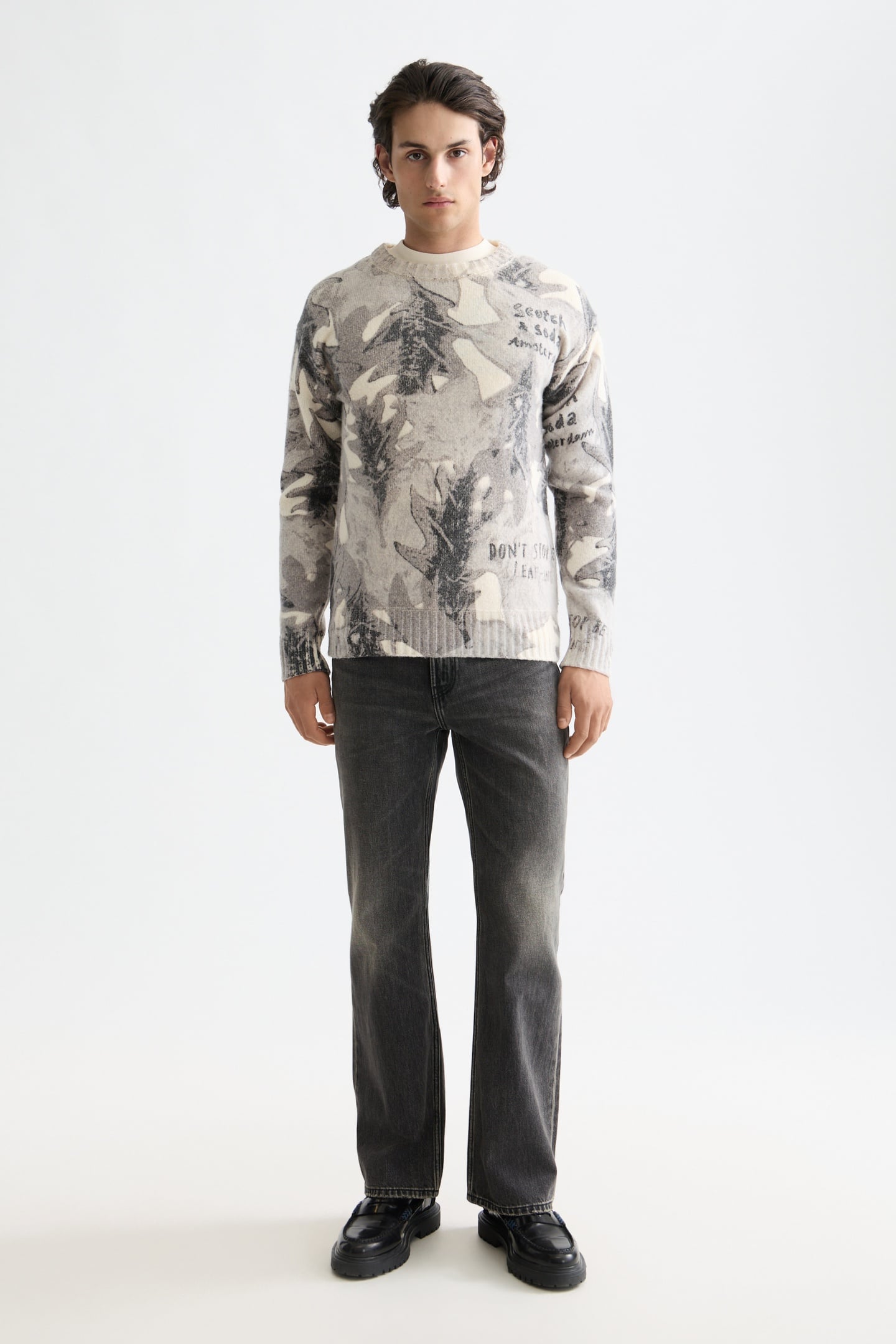 PRINTED DROPPED SHOULDER PULLOVER LEAF CAMO EGGNOG AOP 3