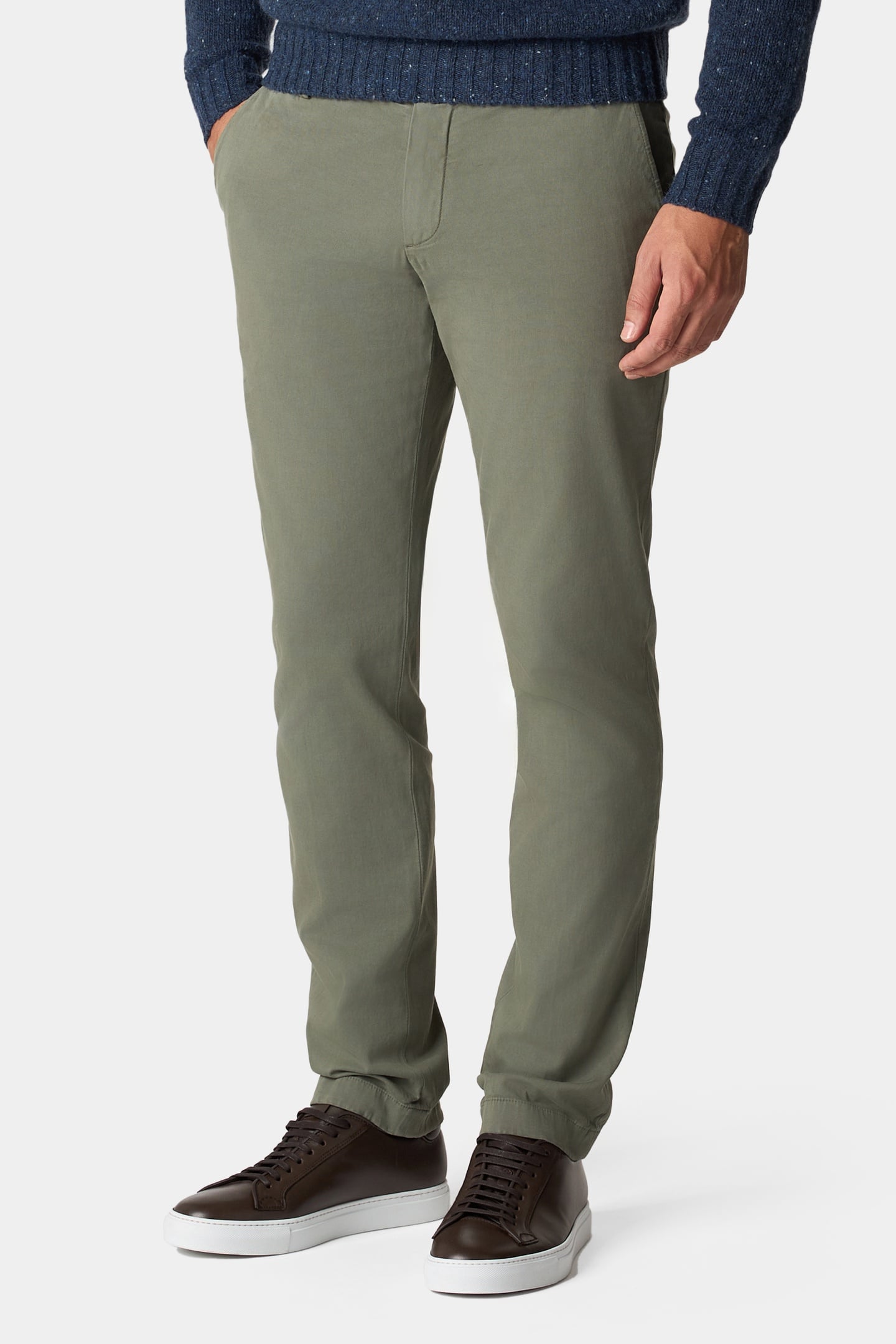 SLIM FIT WOVEN STRETCH COTTON CHINOS MILITARY 3
